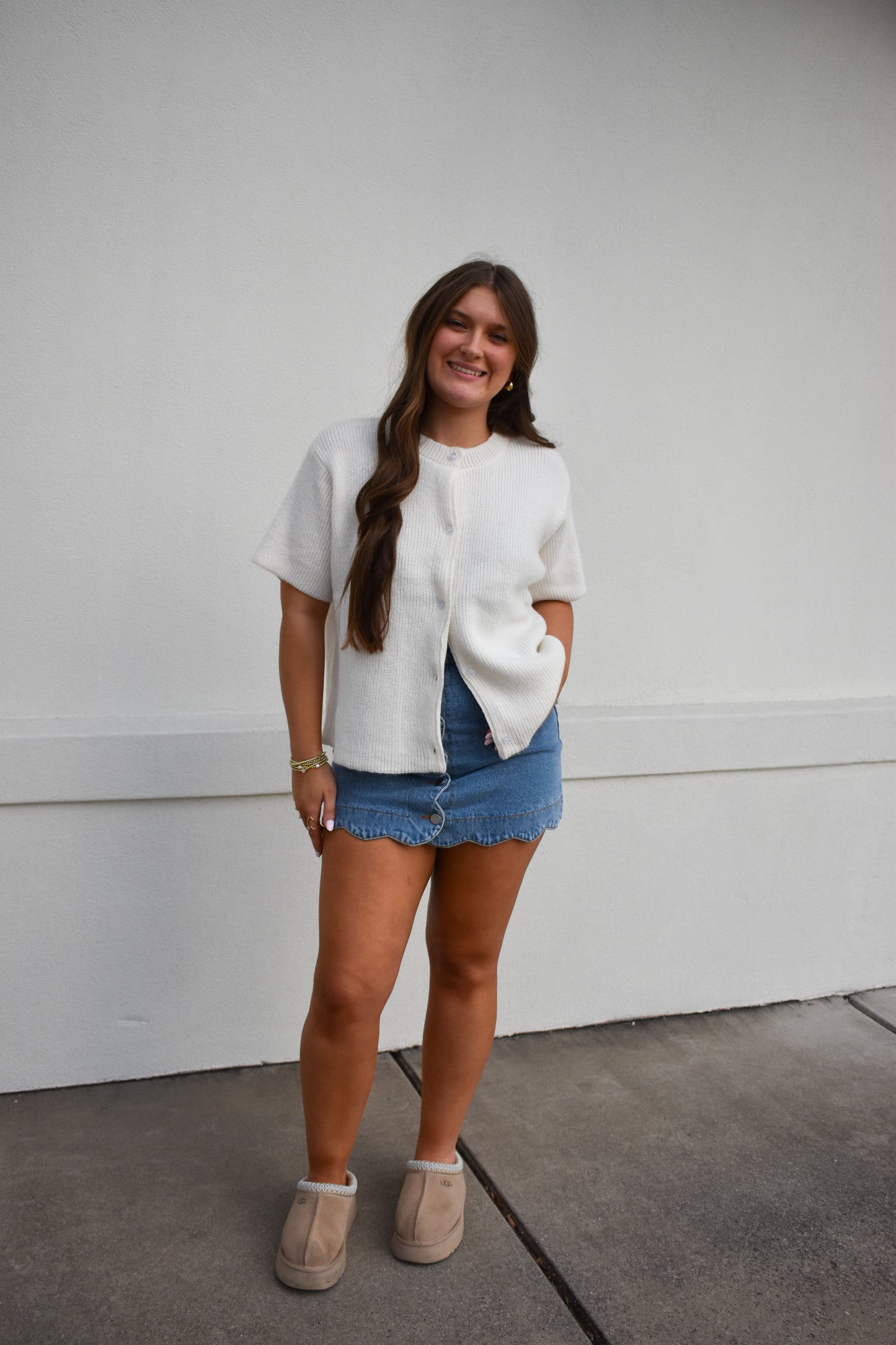 Round Neck Sweater Cardigan