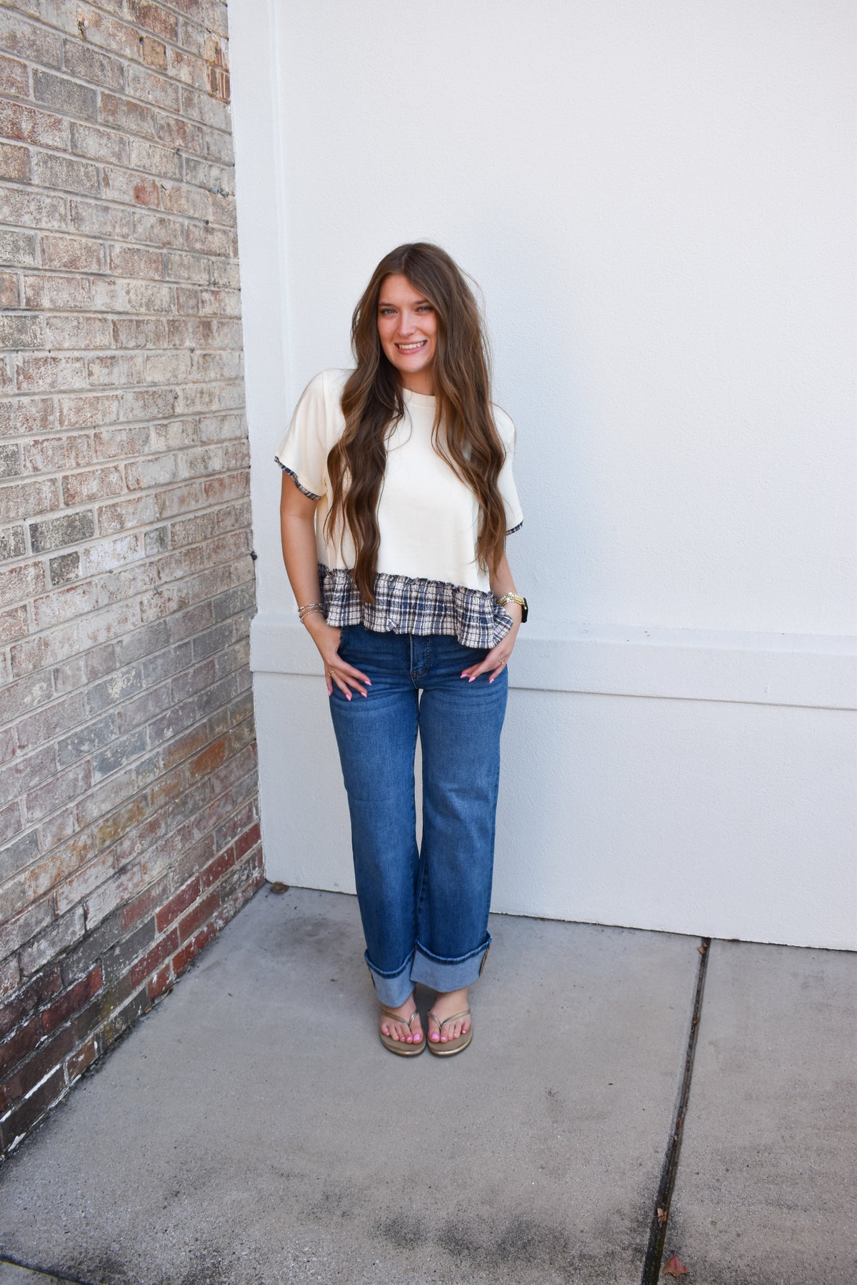 Hadley Plaid Trim Top