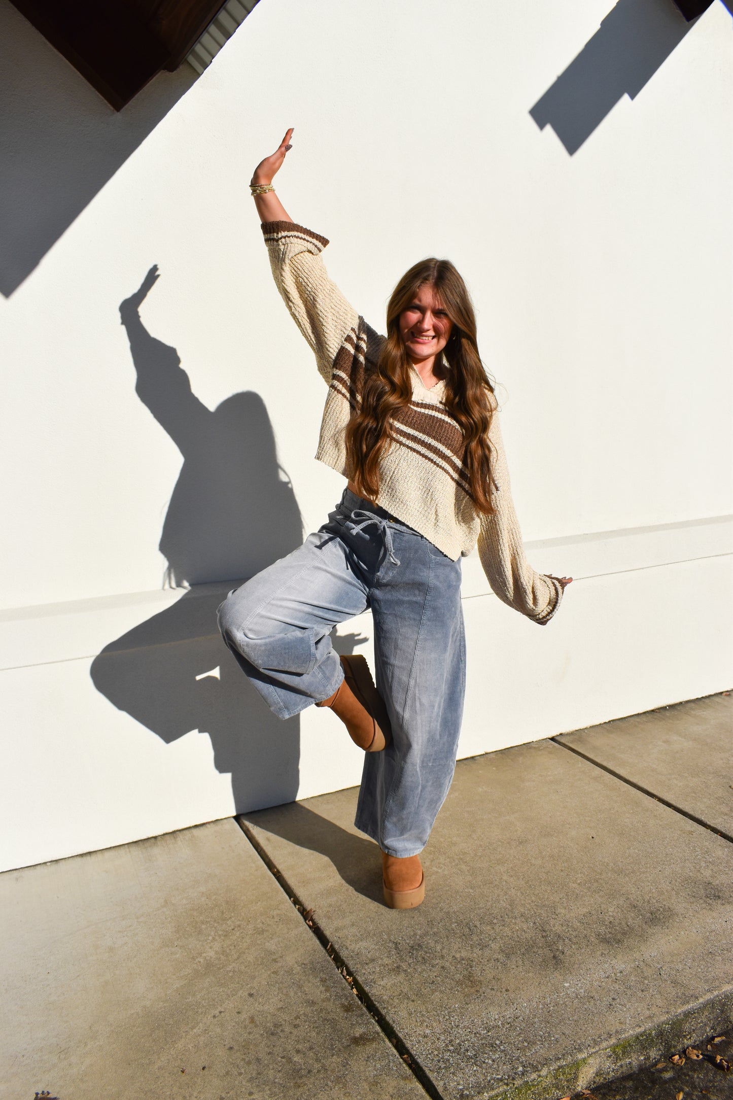 Stripe Patch Long Sleeve Sweater