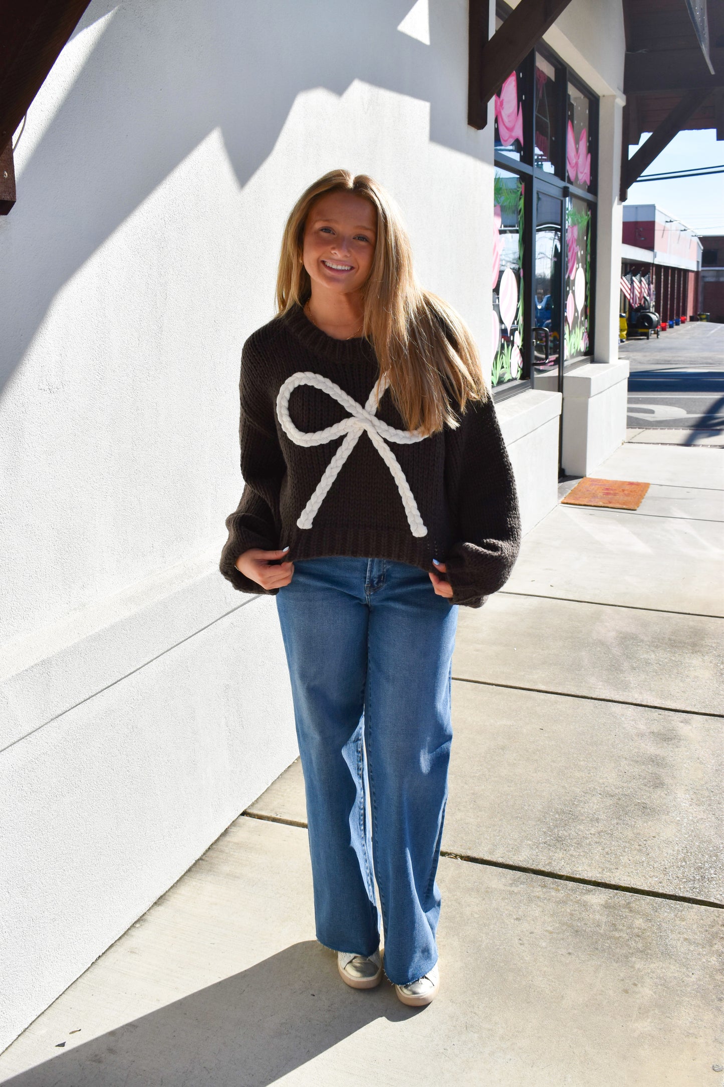 Ribbon Knitted Bow Sweater