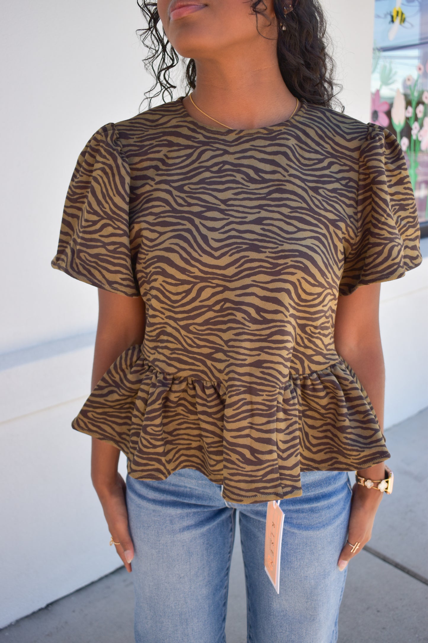 Zebra Social Peplum Top