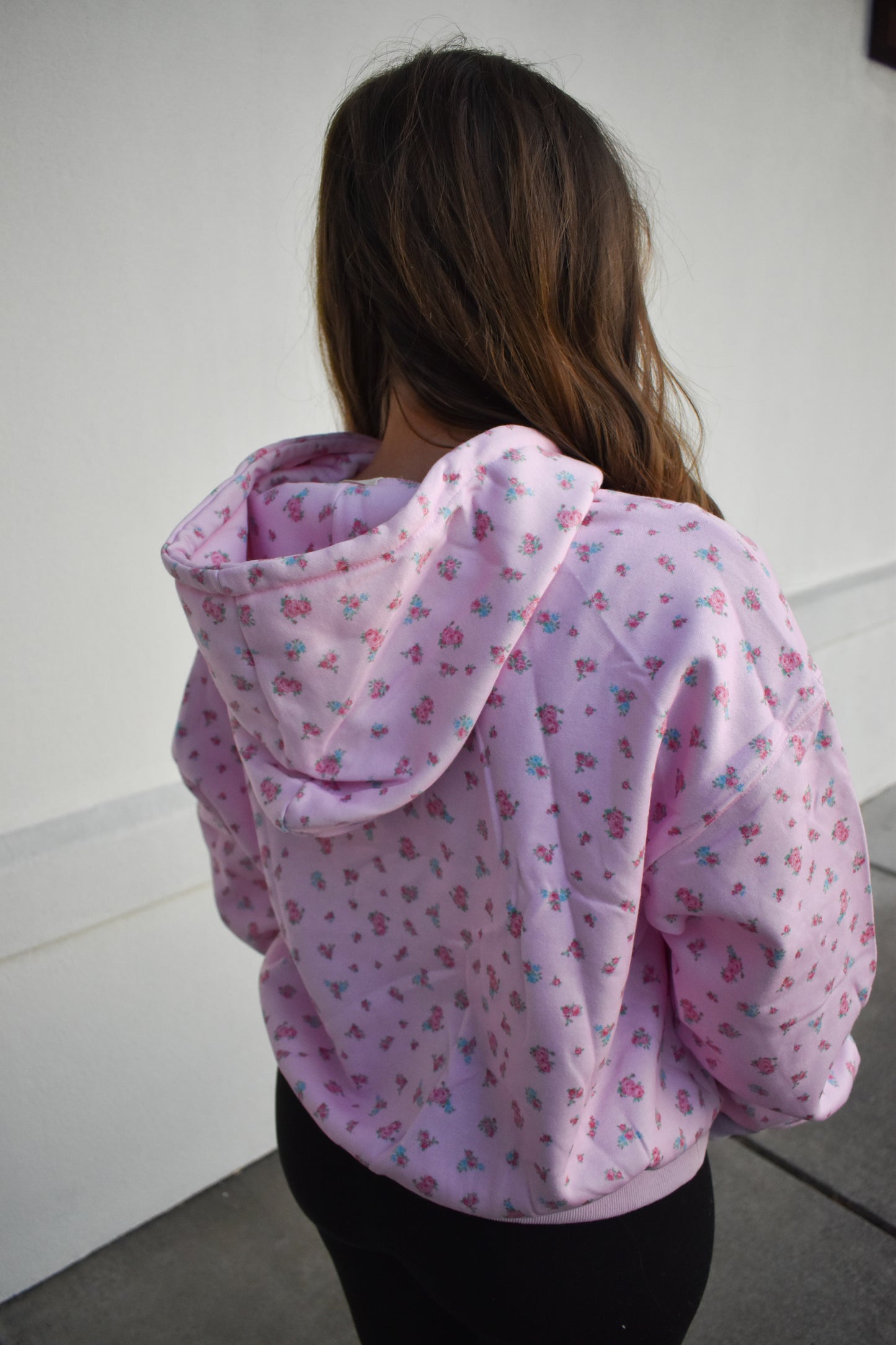 Floral Print Detail Hoodie