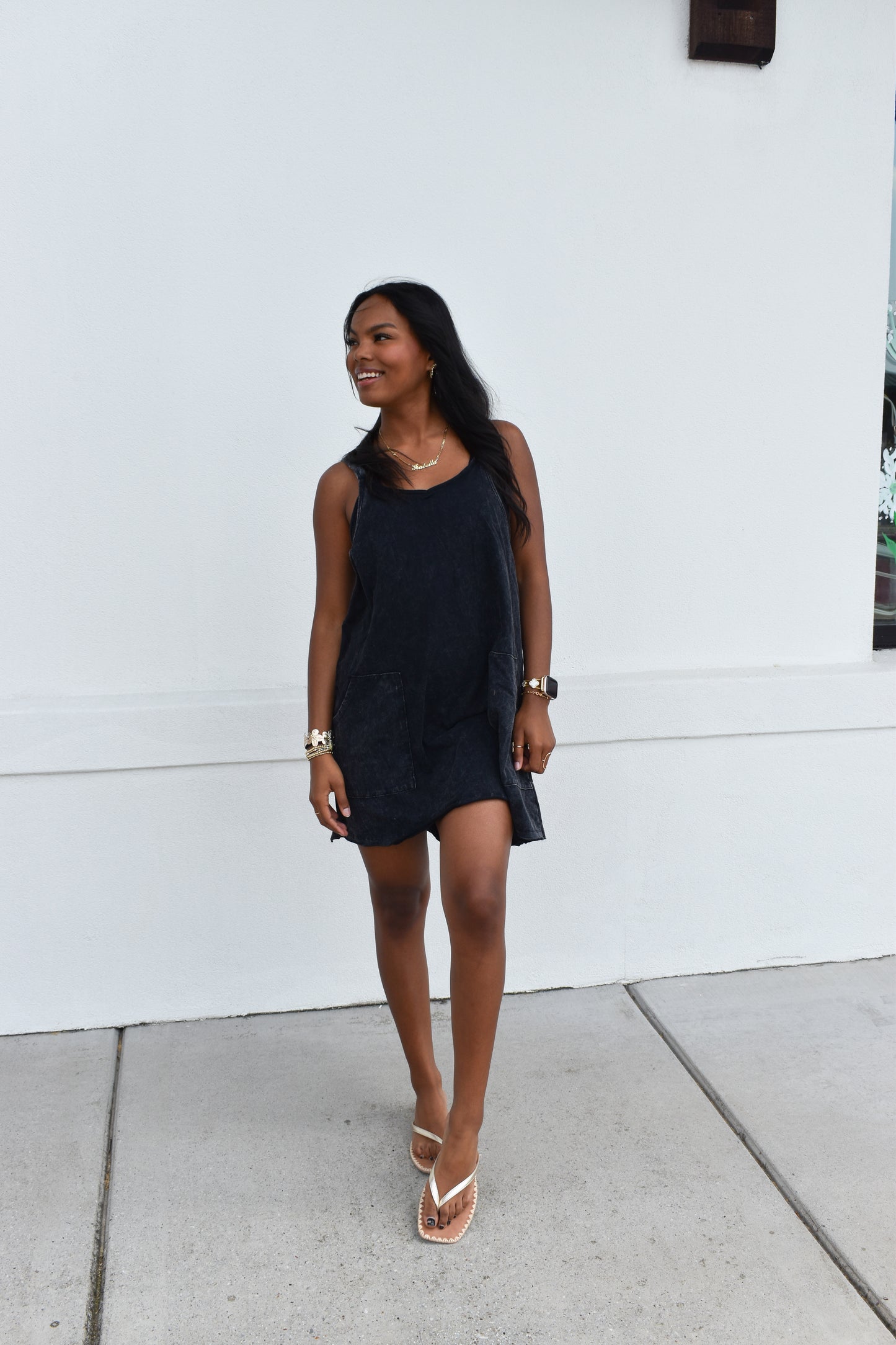 Mineral Washed Knit Mini Dress