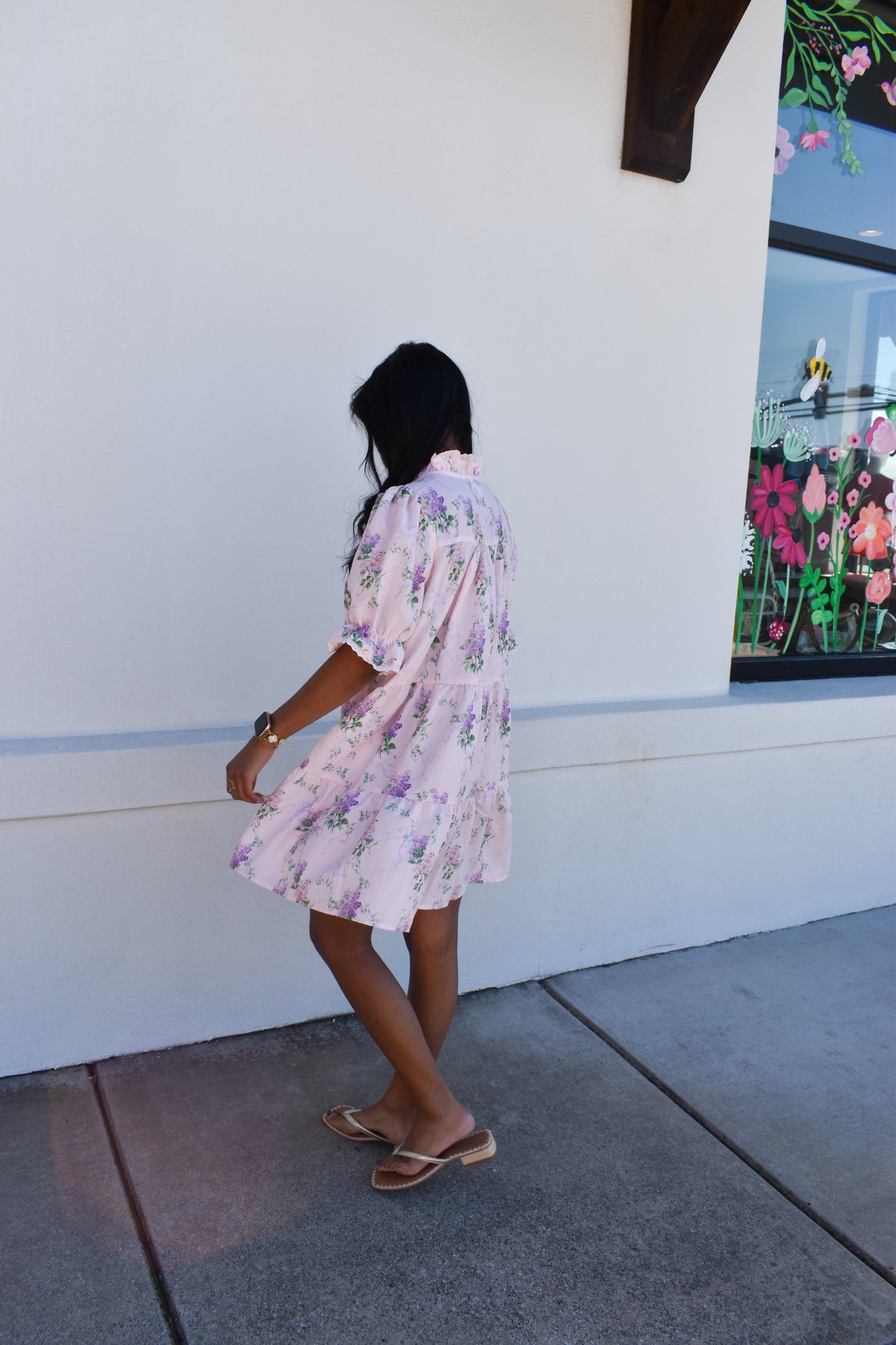 Pink Floral Ruffle Baby Doll Dress