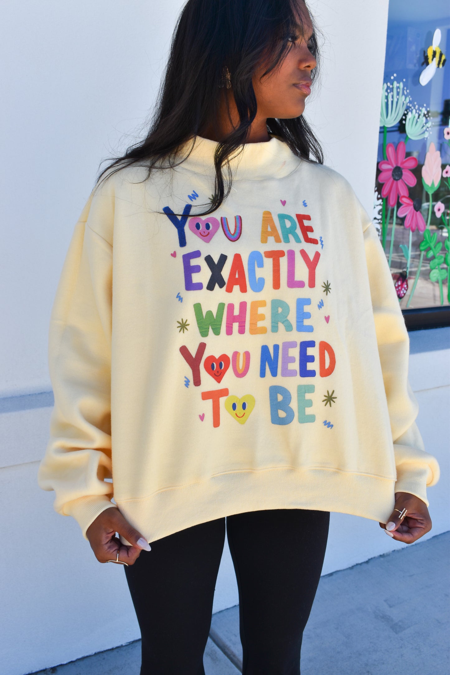 "Life is Good' Reversible Crop Mockneck