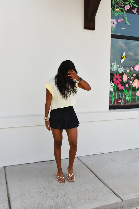 Pleated Tennis Skort: Black