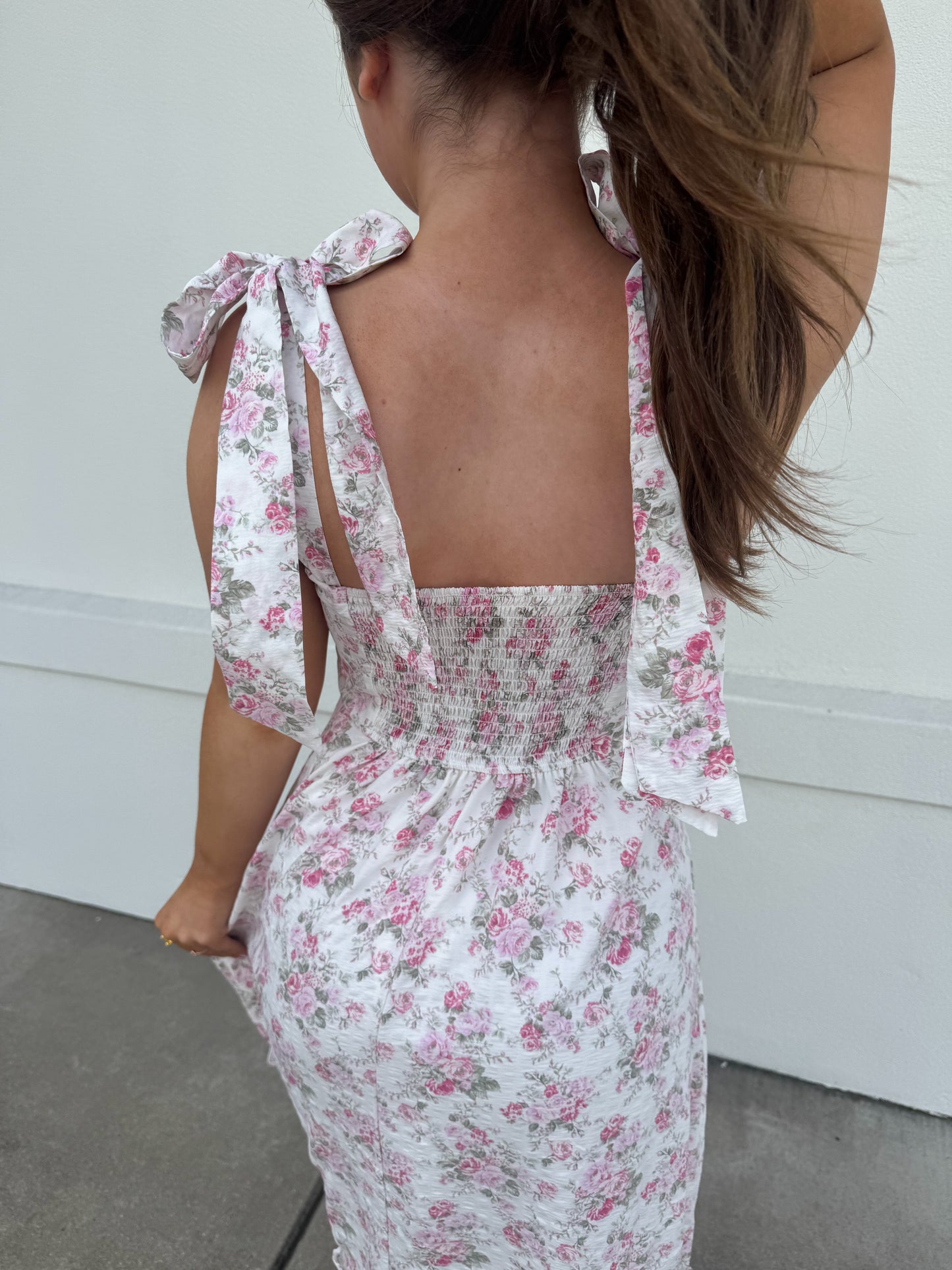 Tiffany Floral Ruched Detail Maxi Dress