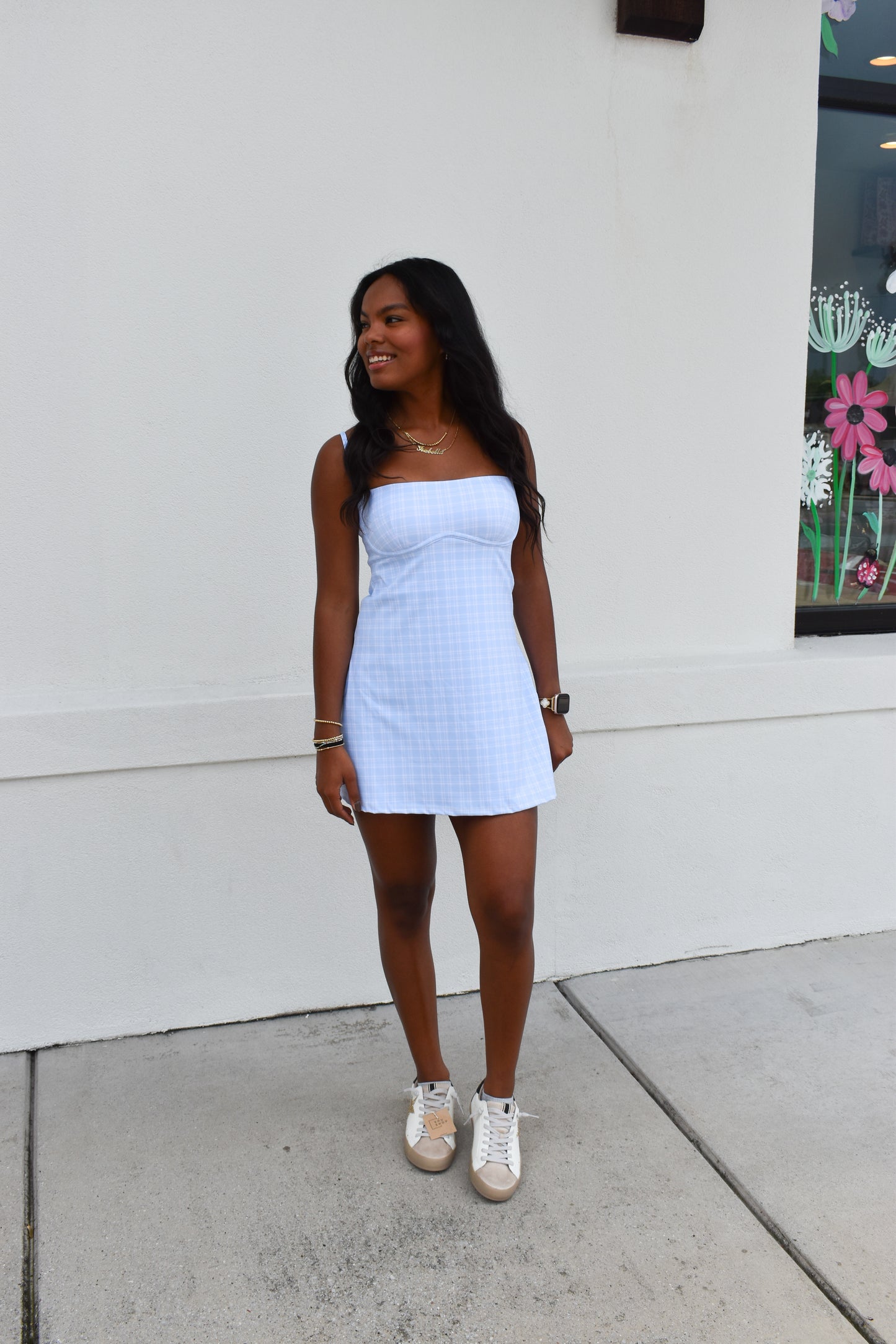 Plaid Print Sweetheart Dress