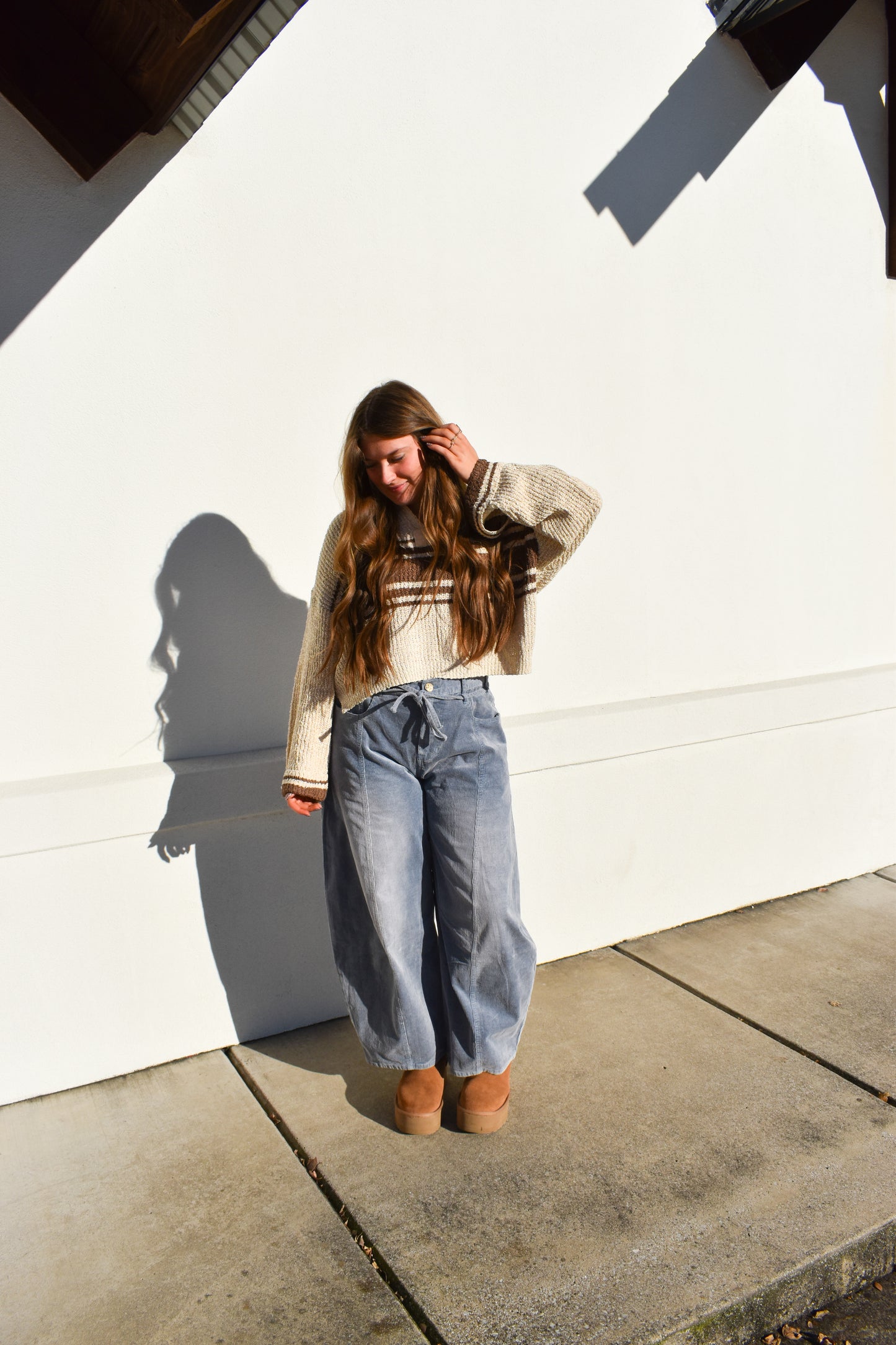 Stripe Patch Long Sleeve Sweater