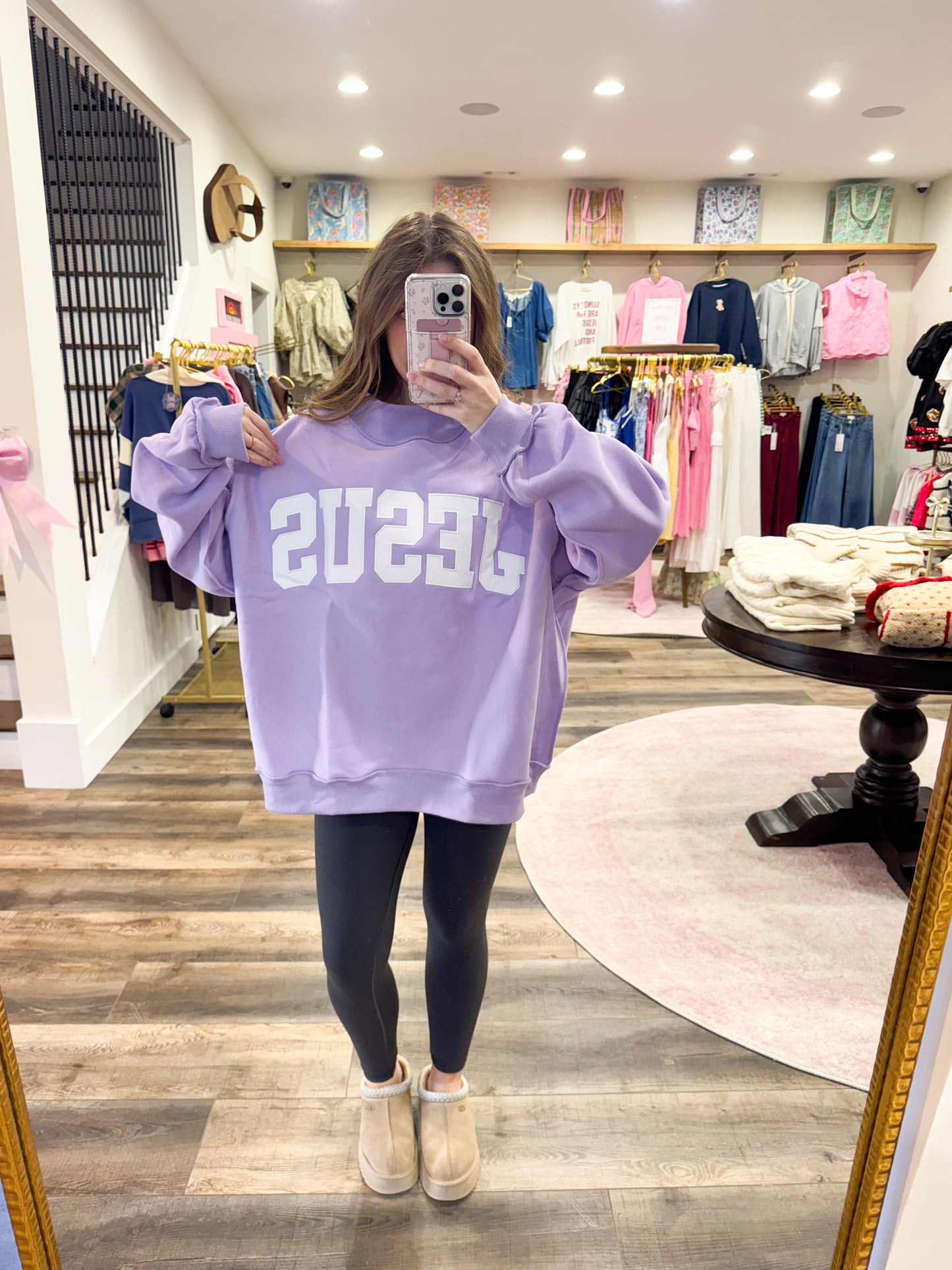 Jesus Embroidered MockNeck: Purple