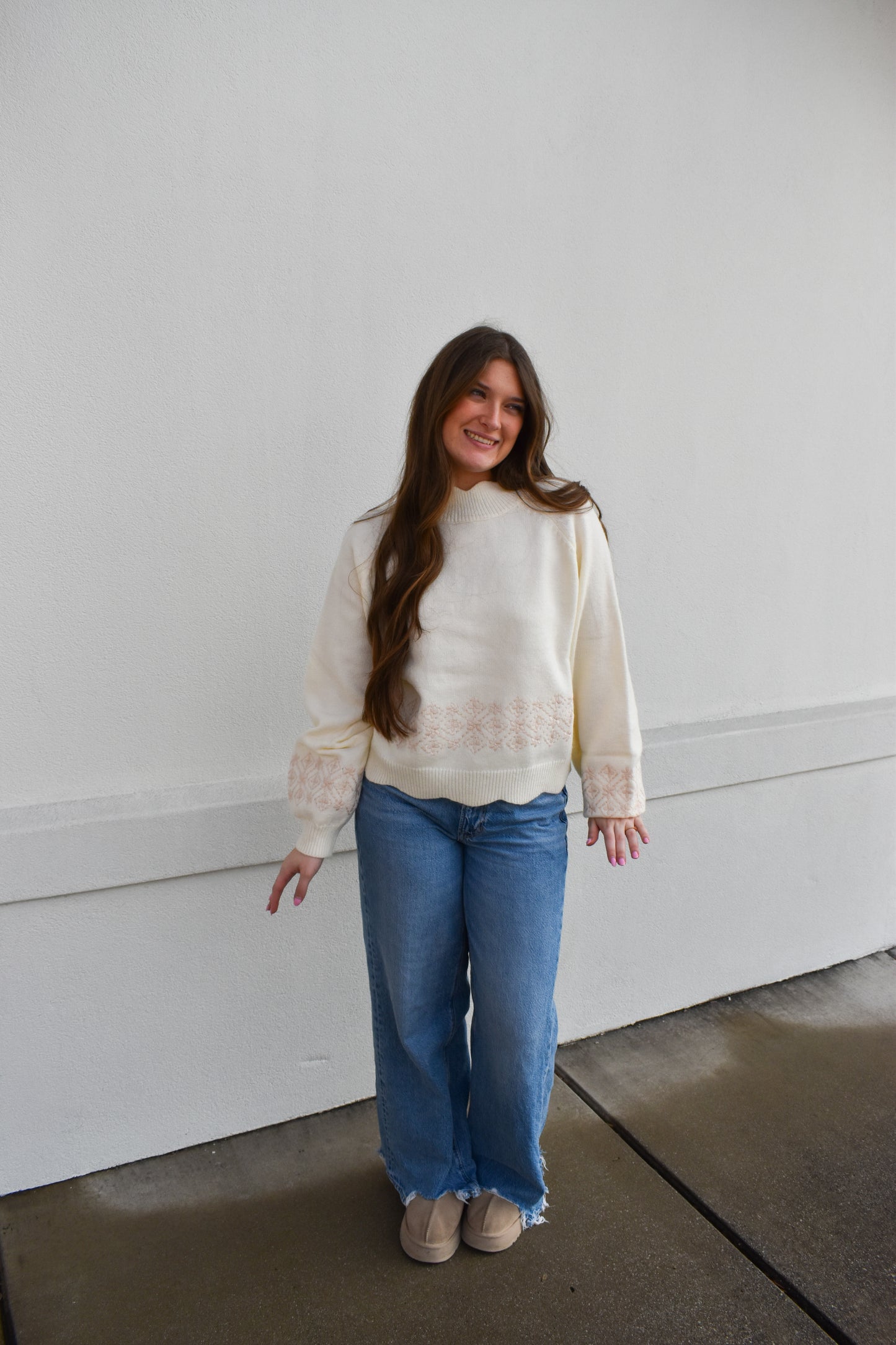 Charlotte Ivory Scallop Sweater