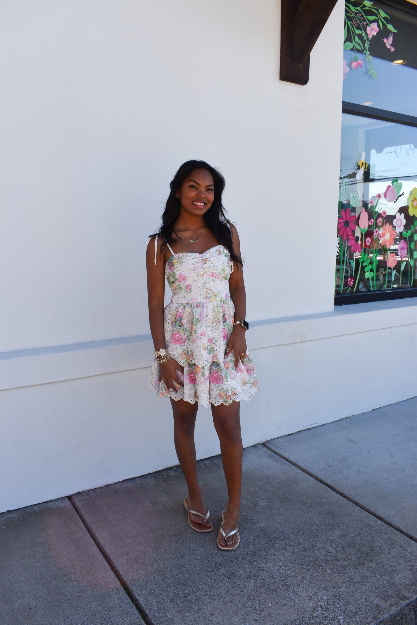 Elin Eyelet Tiered Mini Dress