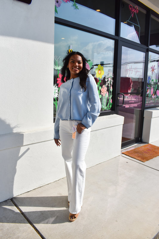 Baby Blue Scallop Cardigan