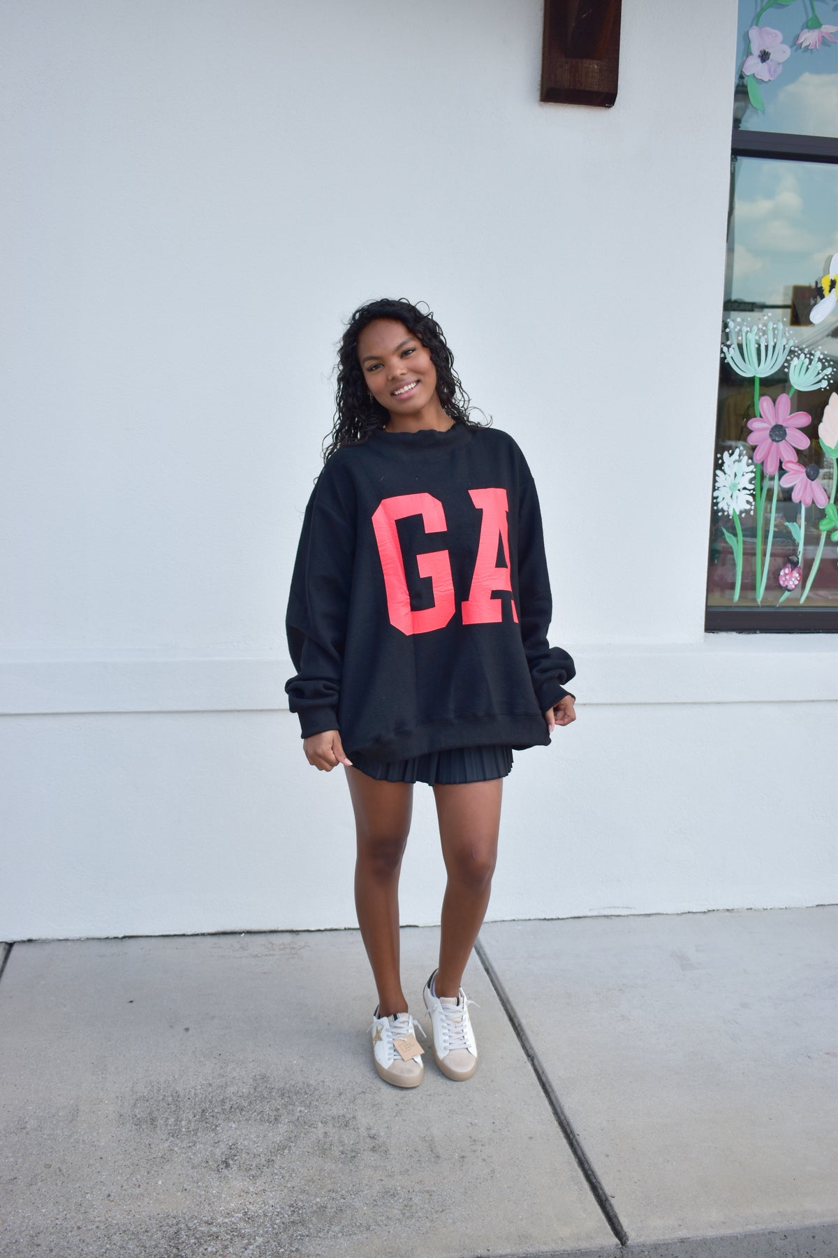 'GEORGIA&GA' Reversible Mockneck Sweatshirt: Black