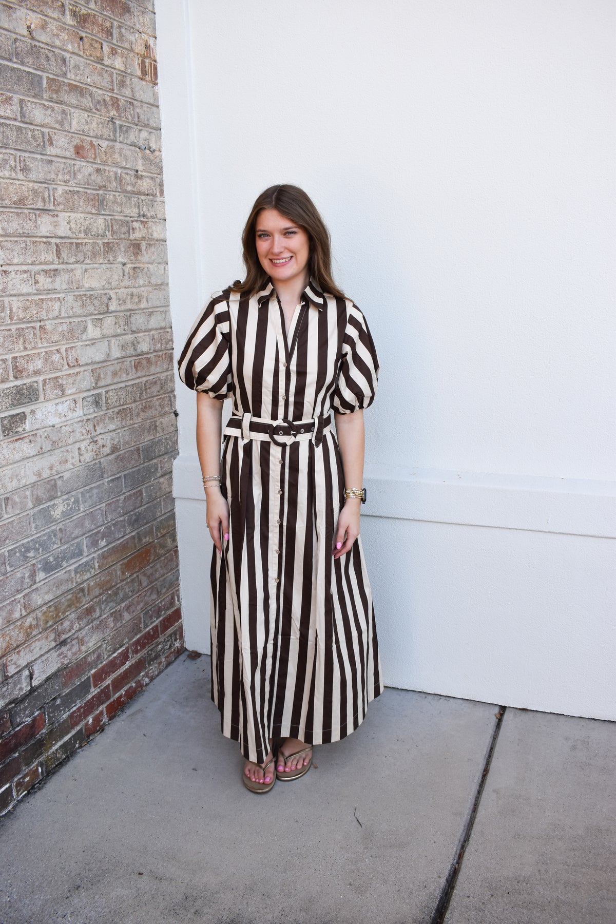 Cora Belted Stripe Maxi Dress