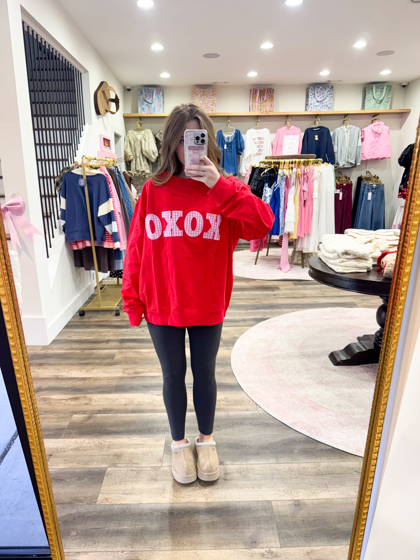 XOXO Gingham Mockneck