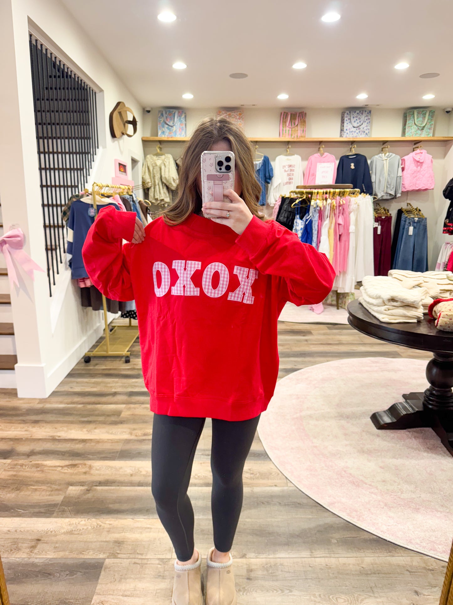 XOXO Gingham Mockneck