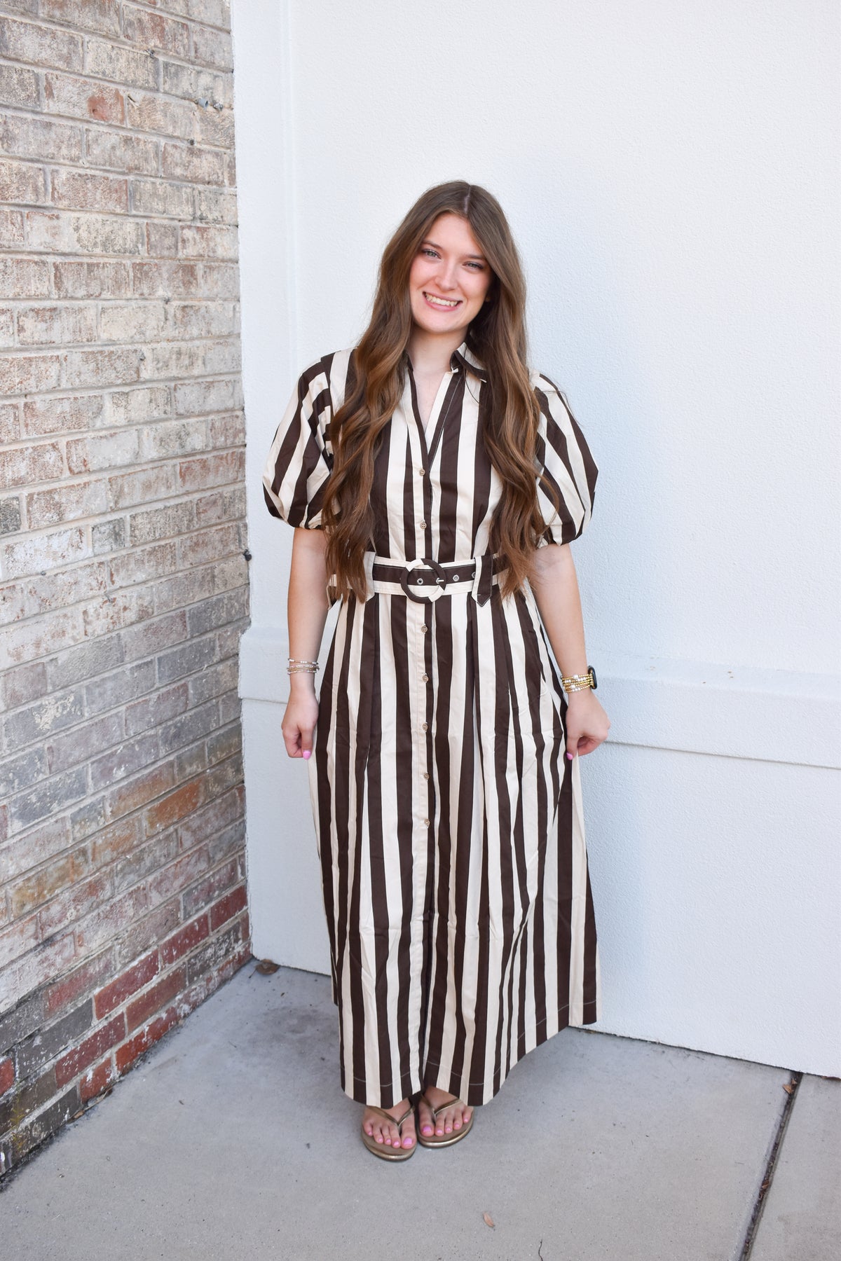 Cora Belted Stripe Maxi Dress