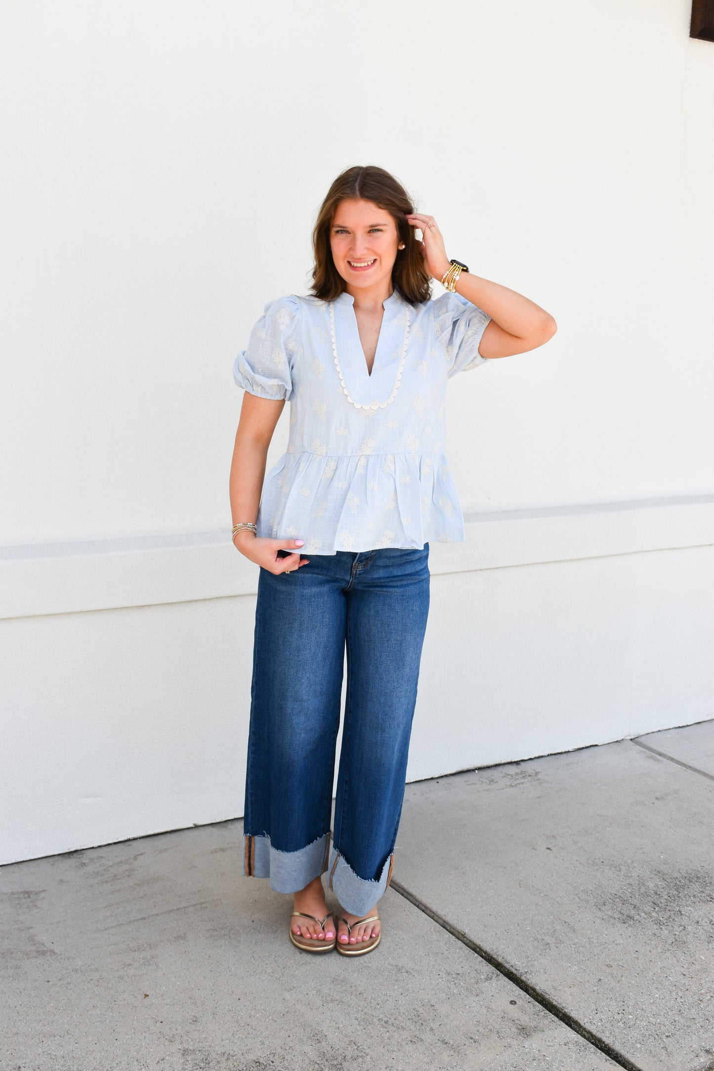 Eloise Peplum Puff Sleeve Top