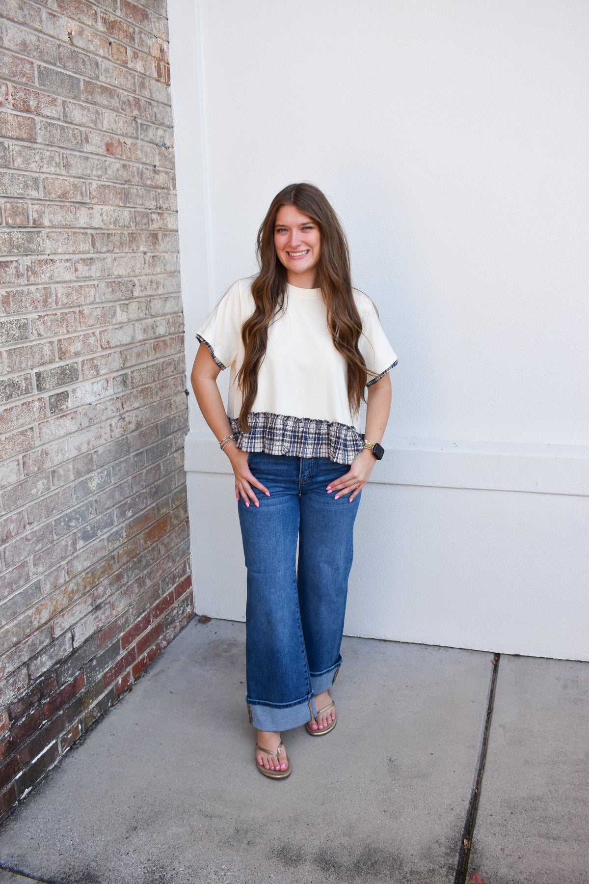 Hadley Plaid Trim Top