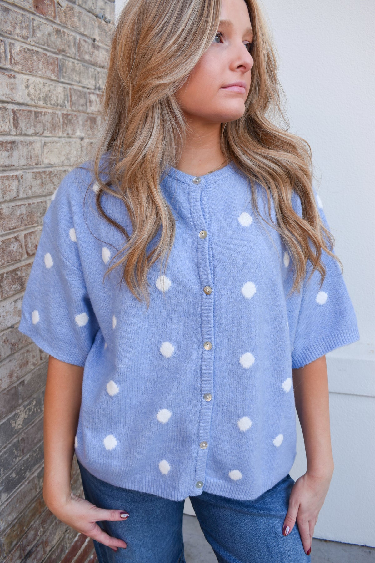 Leia Polka Dot Short Sleeve Cardigan