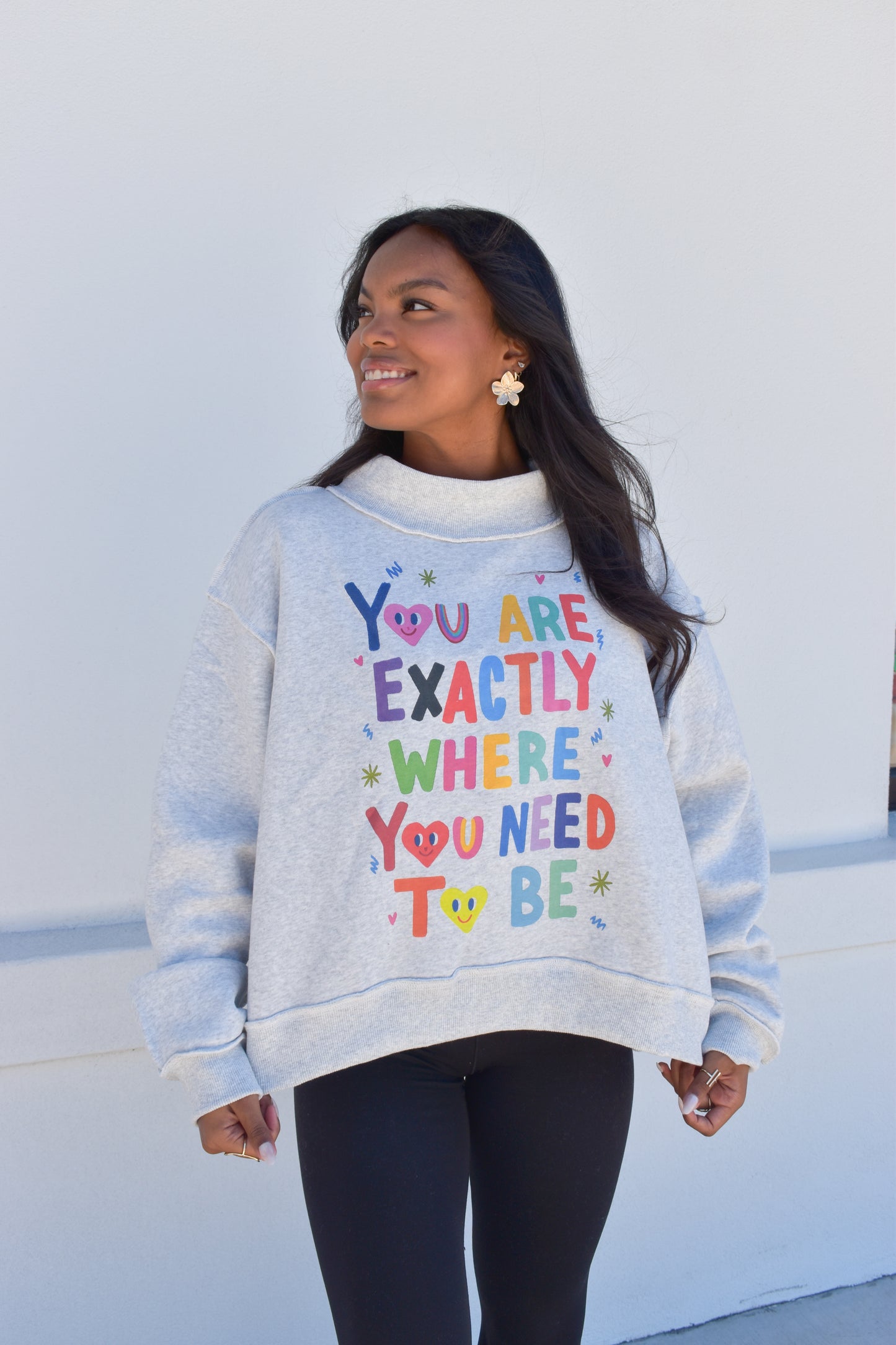 Fun Graphic Reversible Crop Mockneck