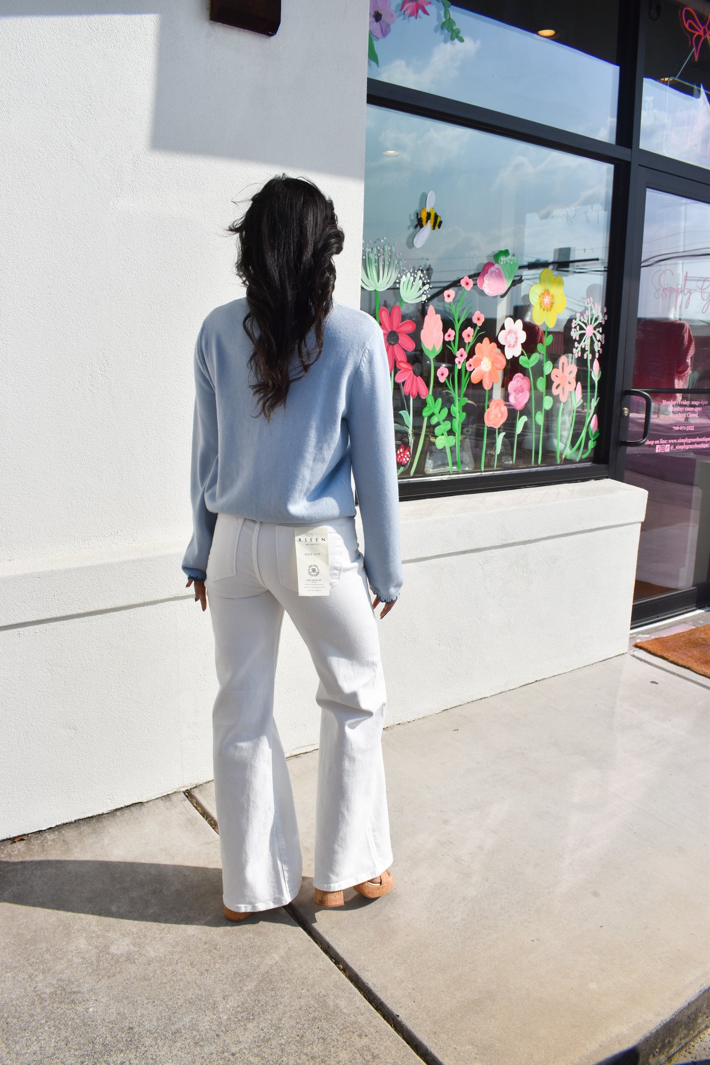 Risen White High Rise Wide Pants