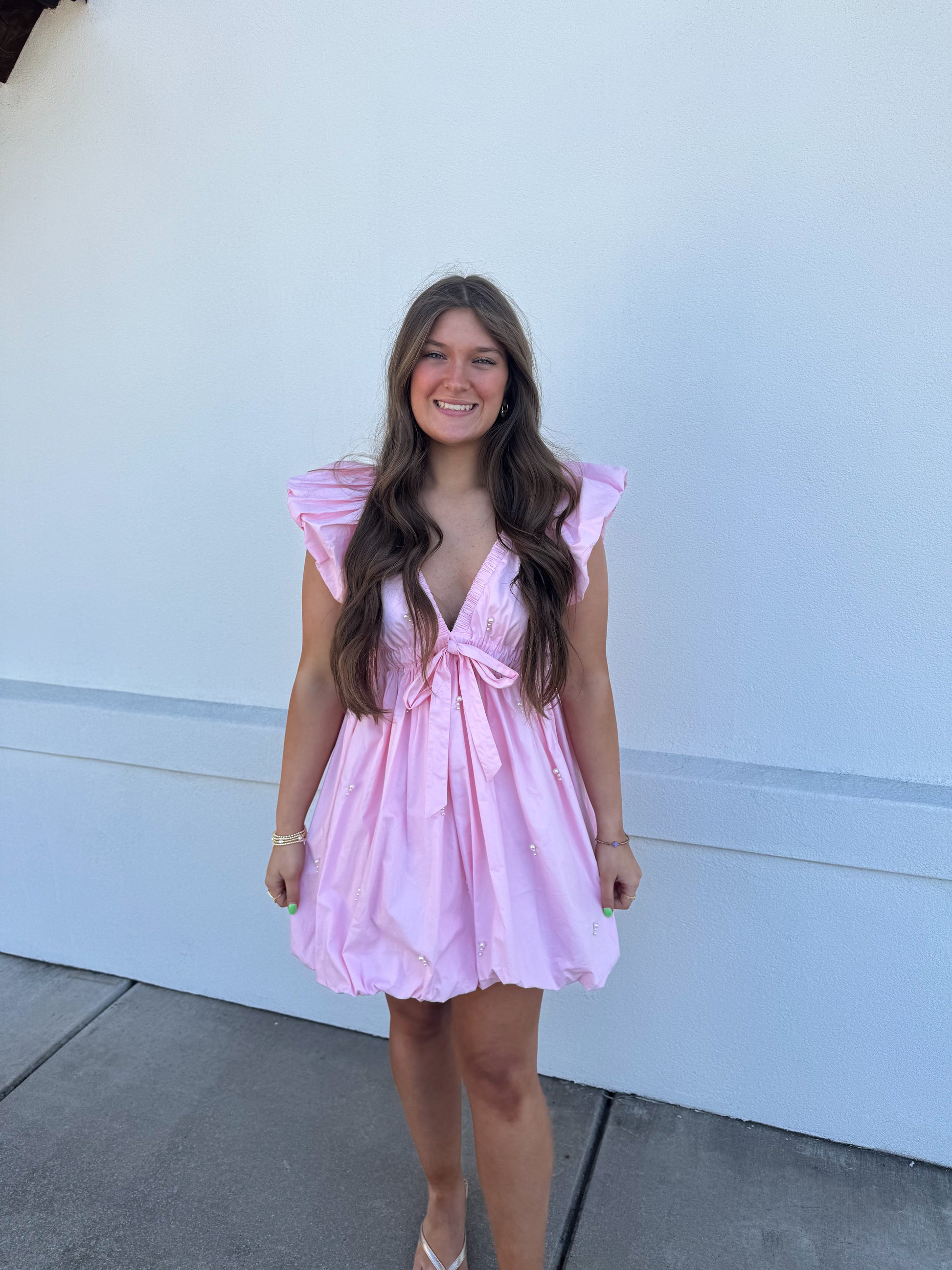 Pearl Bubble Mini Dress – Simply Grace Boutique - Main Image