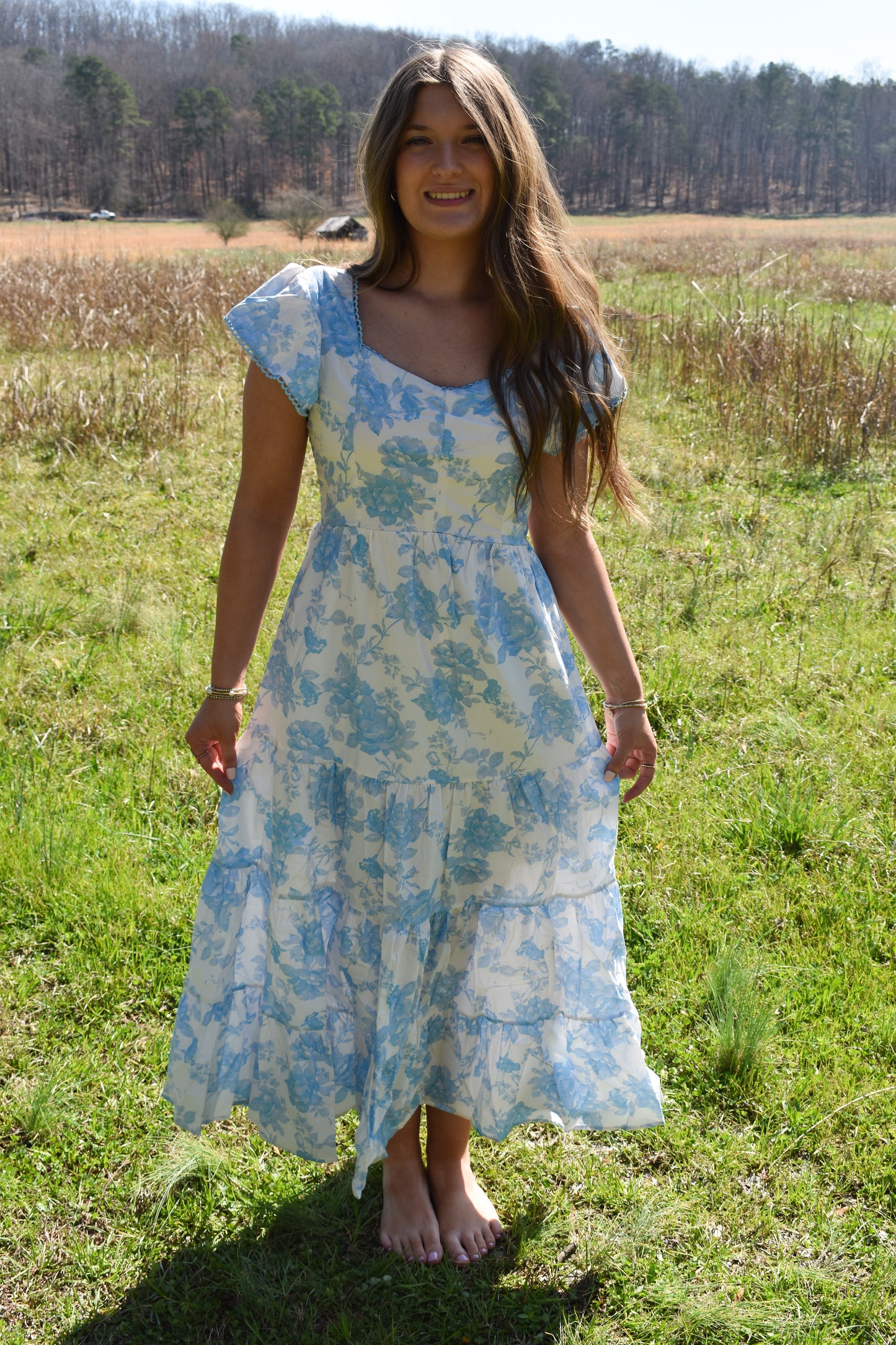Baby Blue Floral Maxi Dress