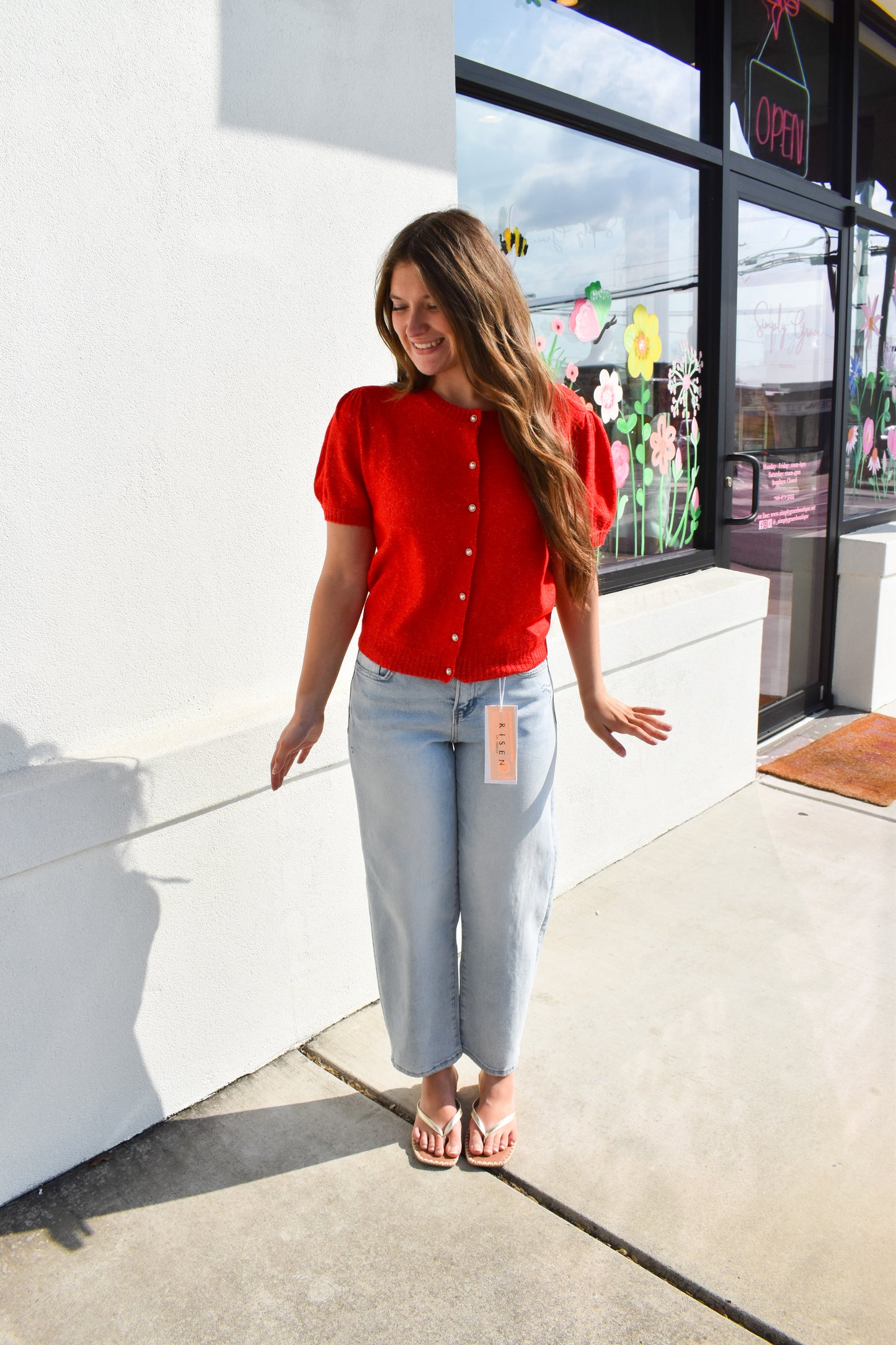 Risen High Rise Crop Mini Barrel Jean