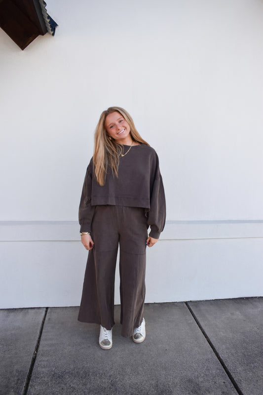 Washed French Terry Ruffle Sweatpants