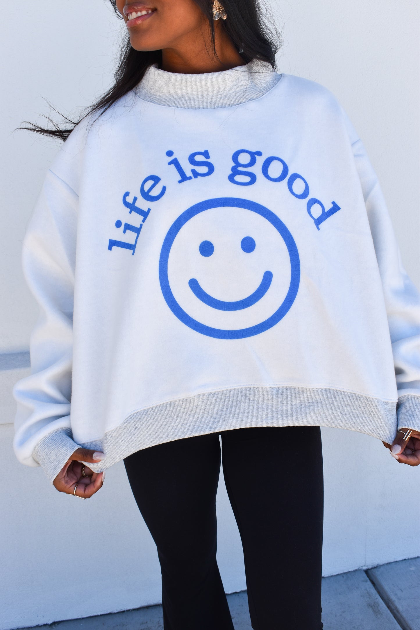 Fun Graphic Reversible Crop Mockneck