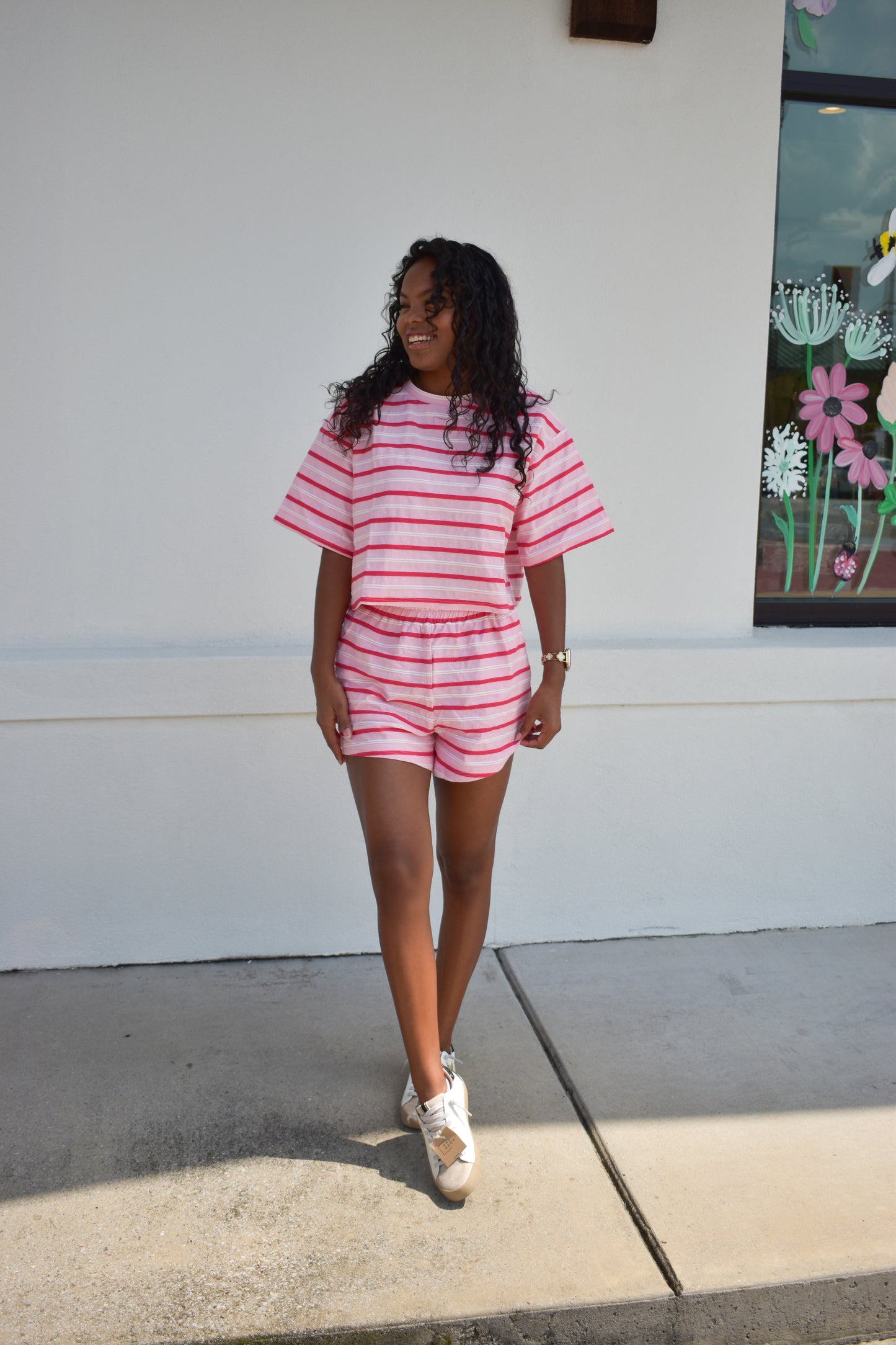 Pink/White Striped Lounge Top