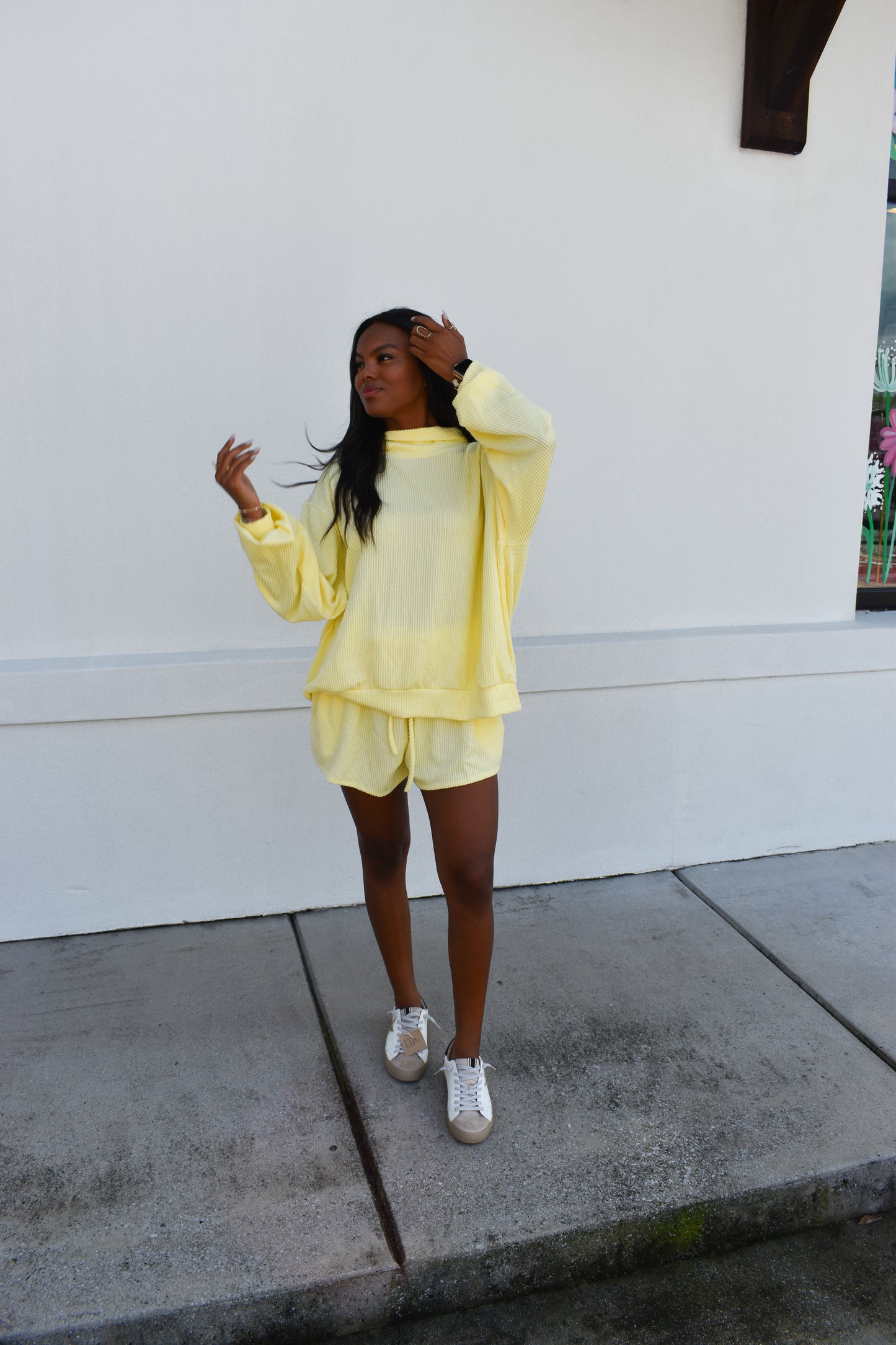 Yellow Waffle Knit Mockneck