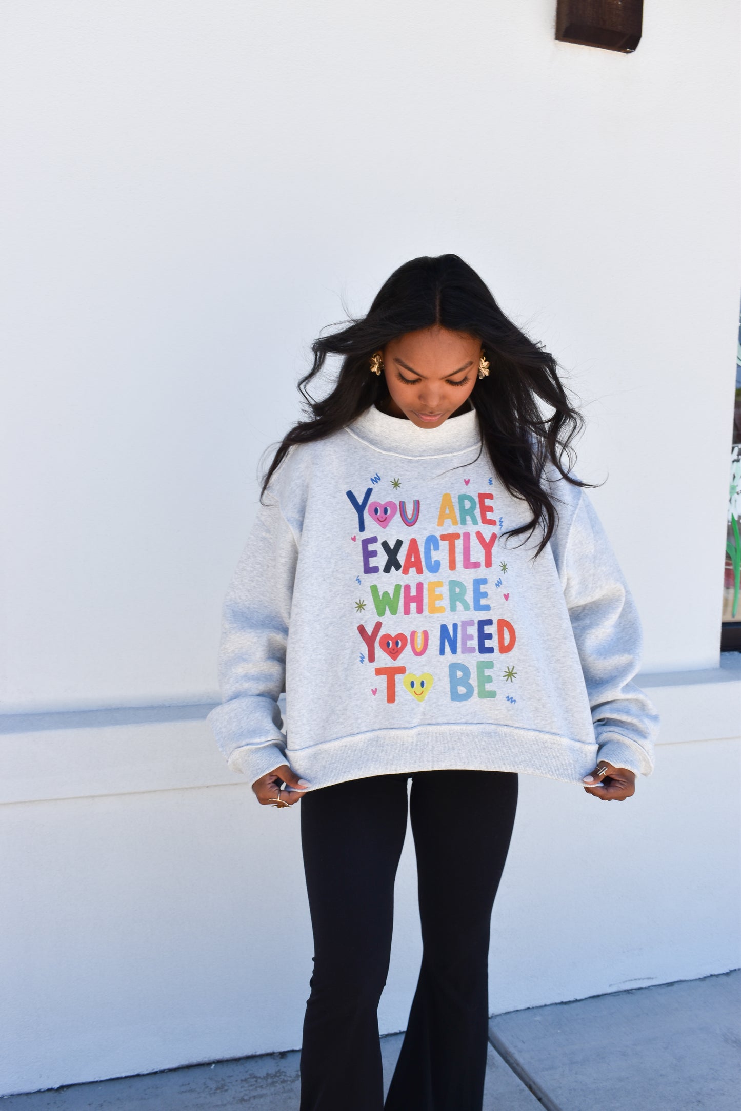 Fun Graphic Reversible Crop Mockneck