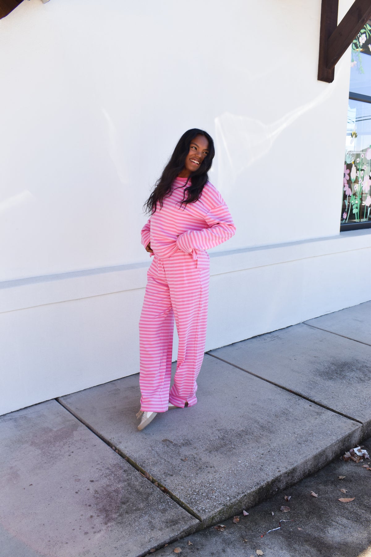 Hot Pink Striped Loungewear Pants