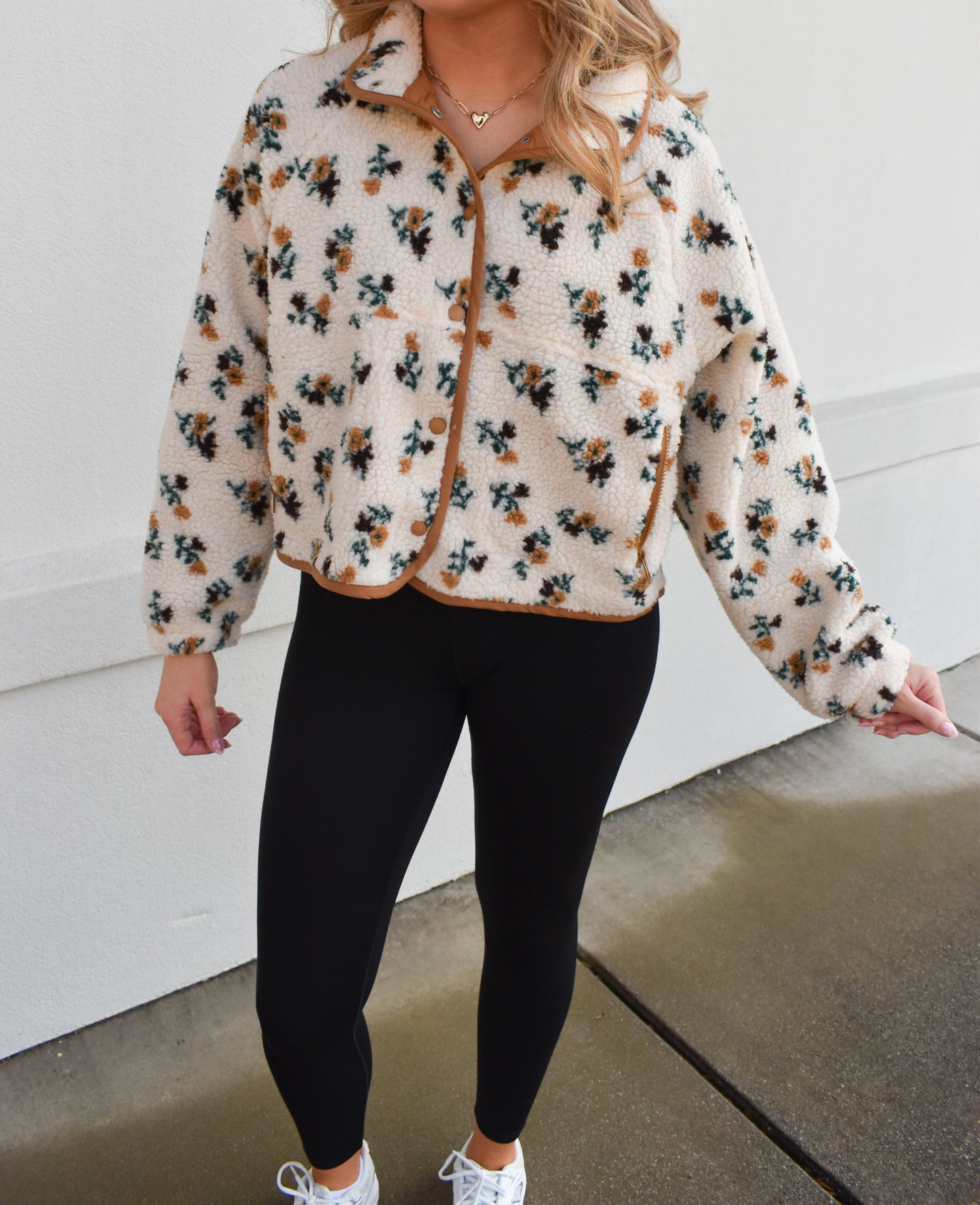 Floral Khaki Fleece Jacket