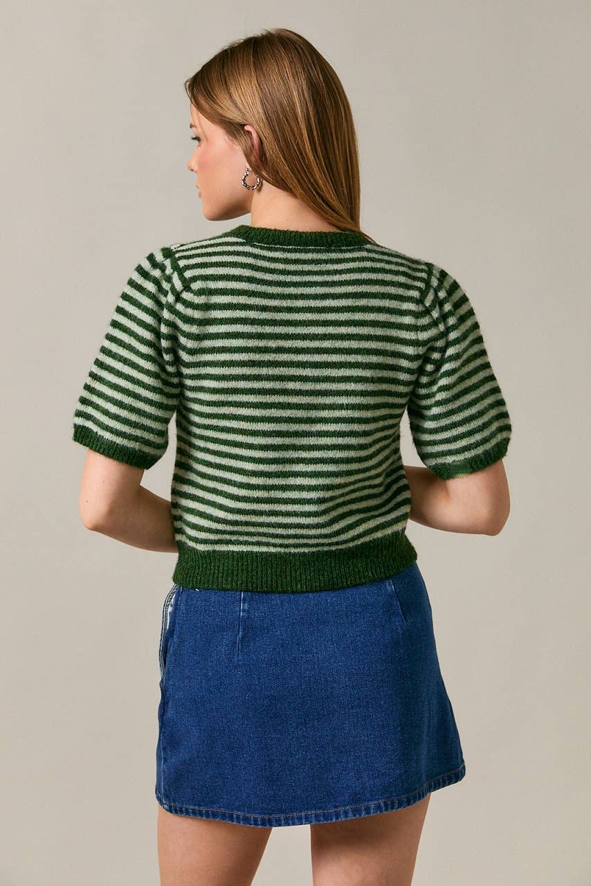 Puff Short Sleeve Stripe Cardi