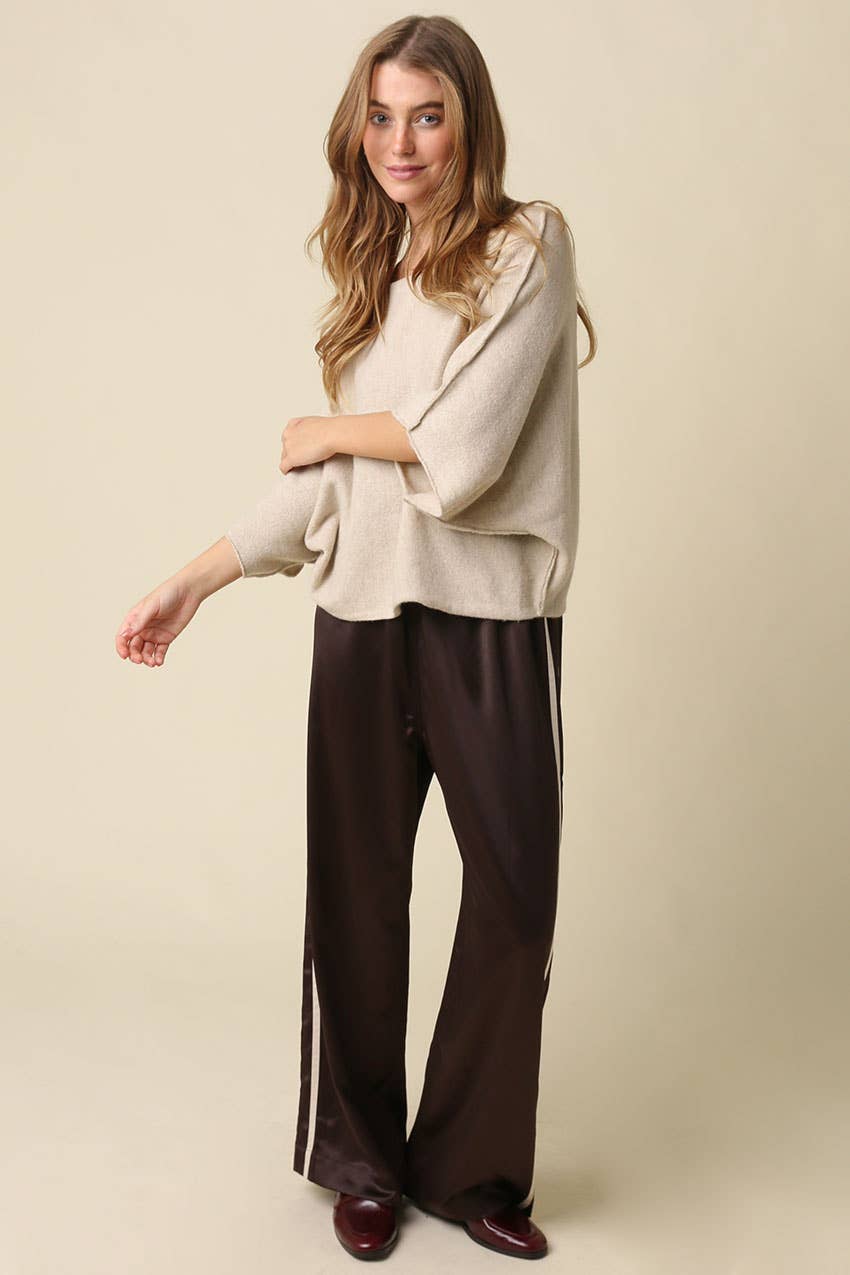 Gloria One Shoulder Knit Top: Oatmeal