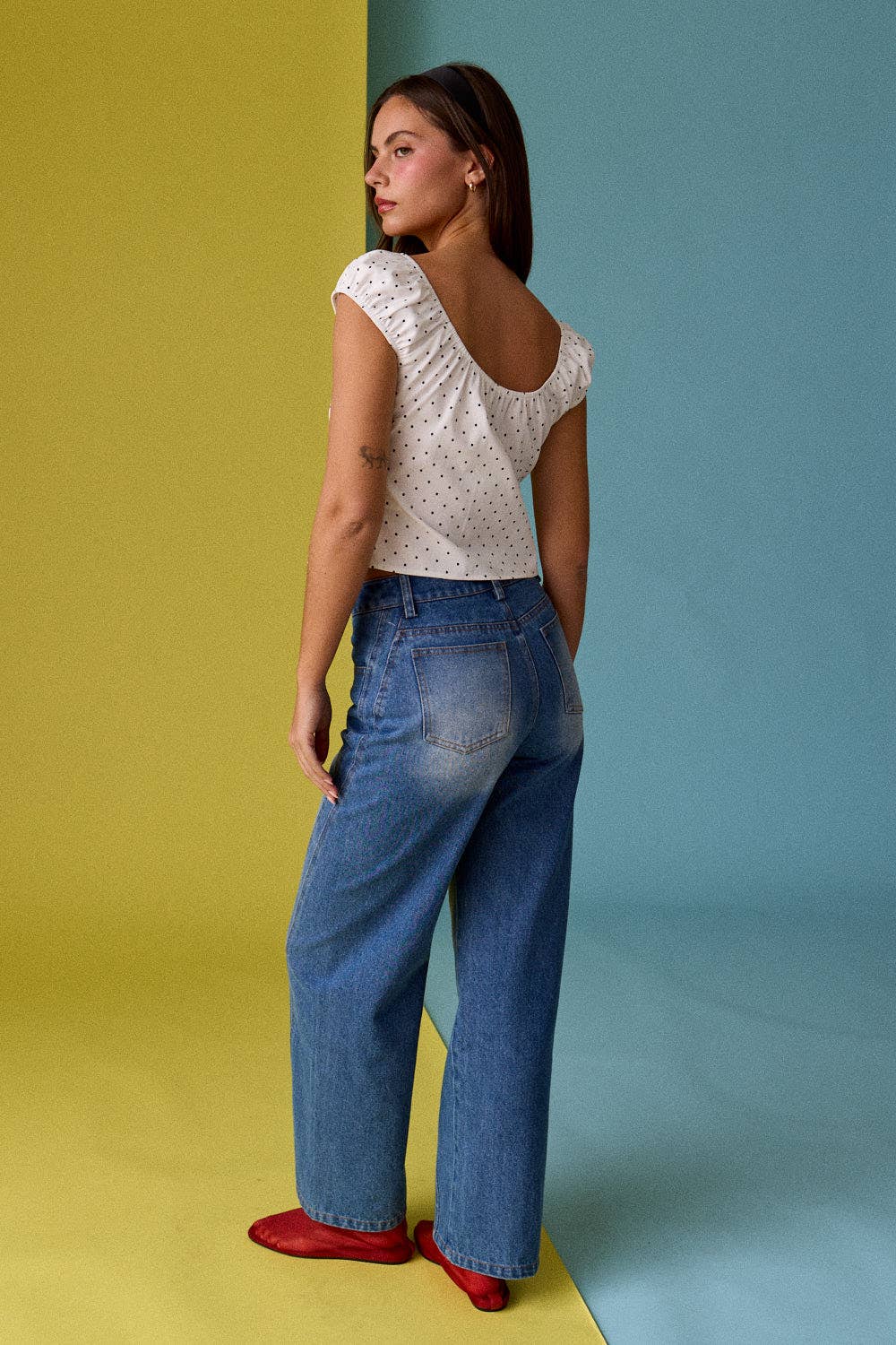 Polka Dot Peplum Top