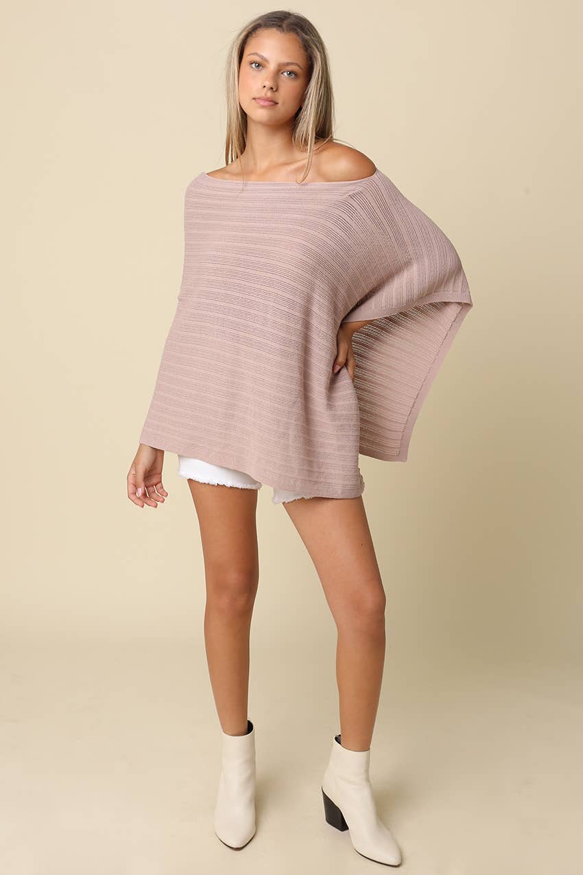 Lilia Asymmetrical Knit Poncho Top