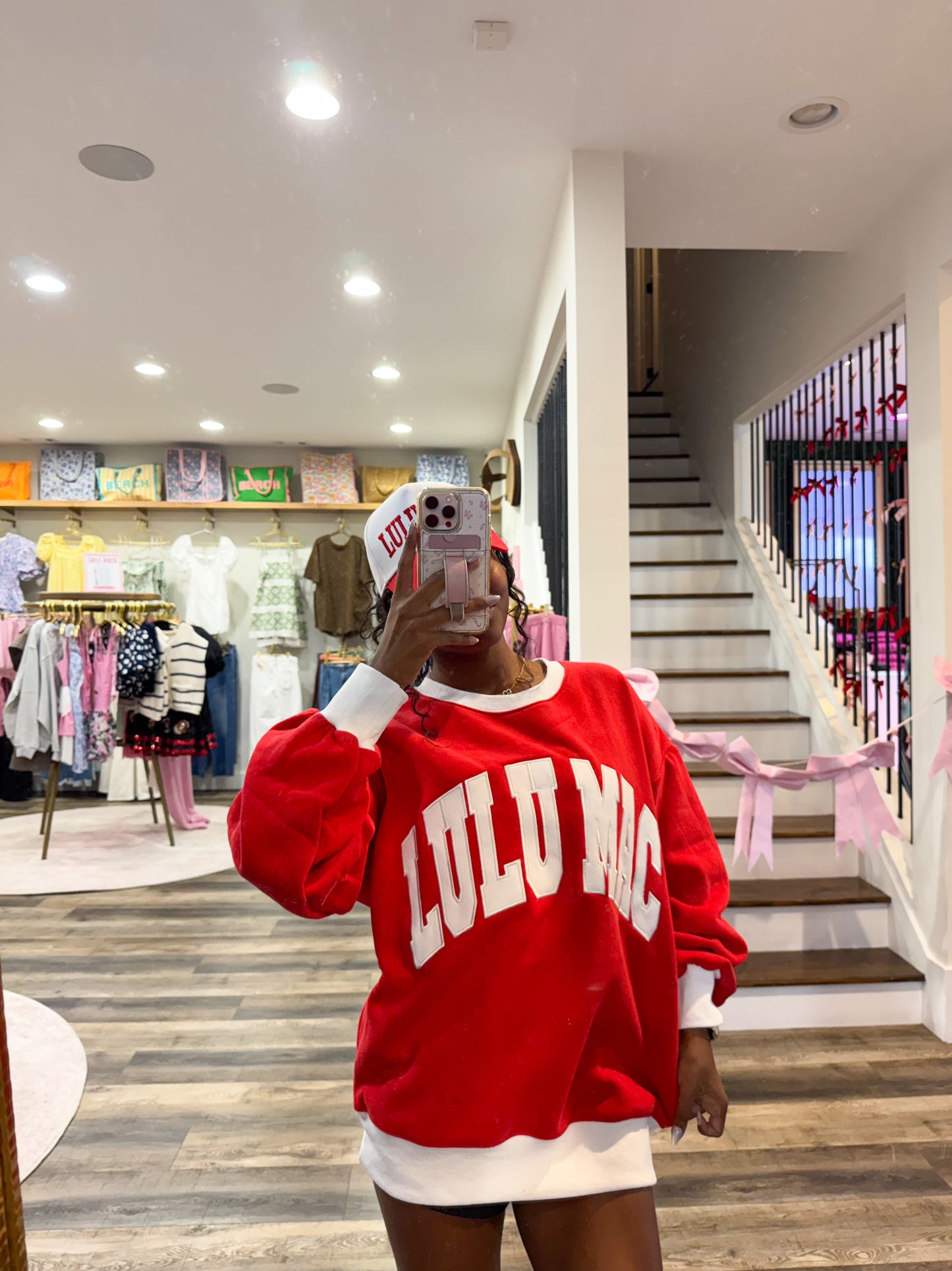 Lulu Mac Color Block Sweatshirt: Red/White