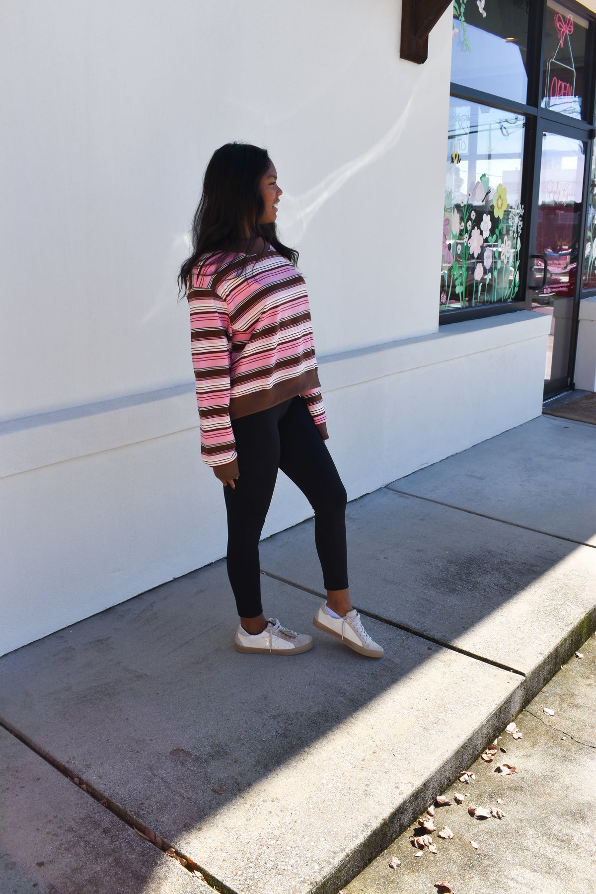 Striped Mockneck: Pink/Brown