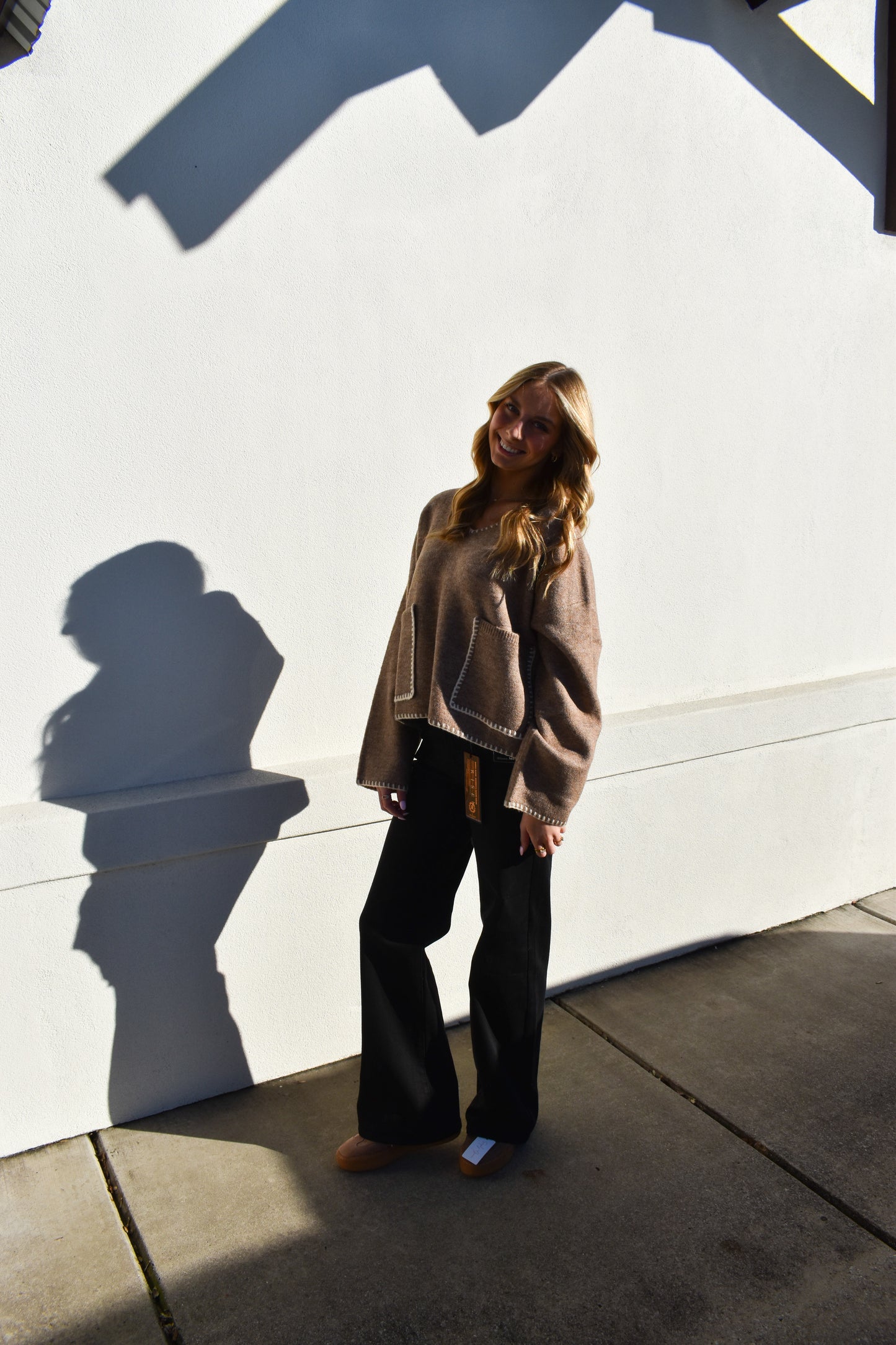 Stitch Detail V Neck Sweater