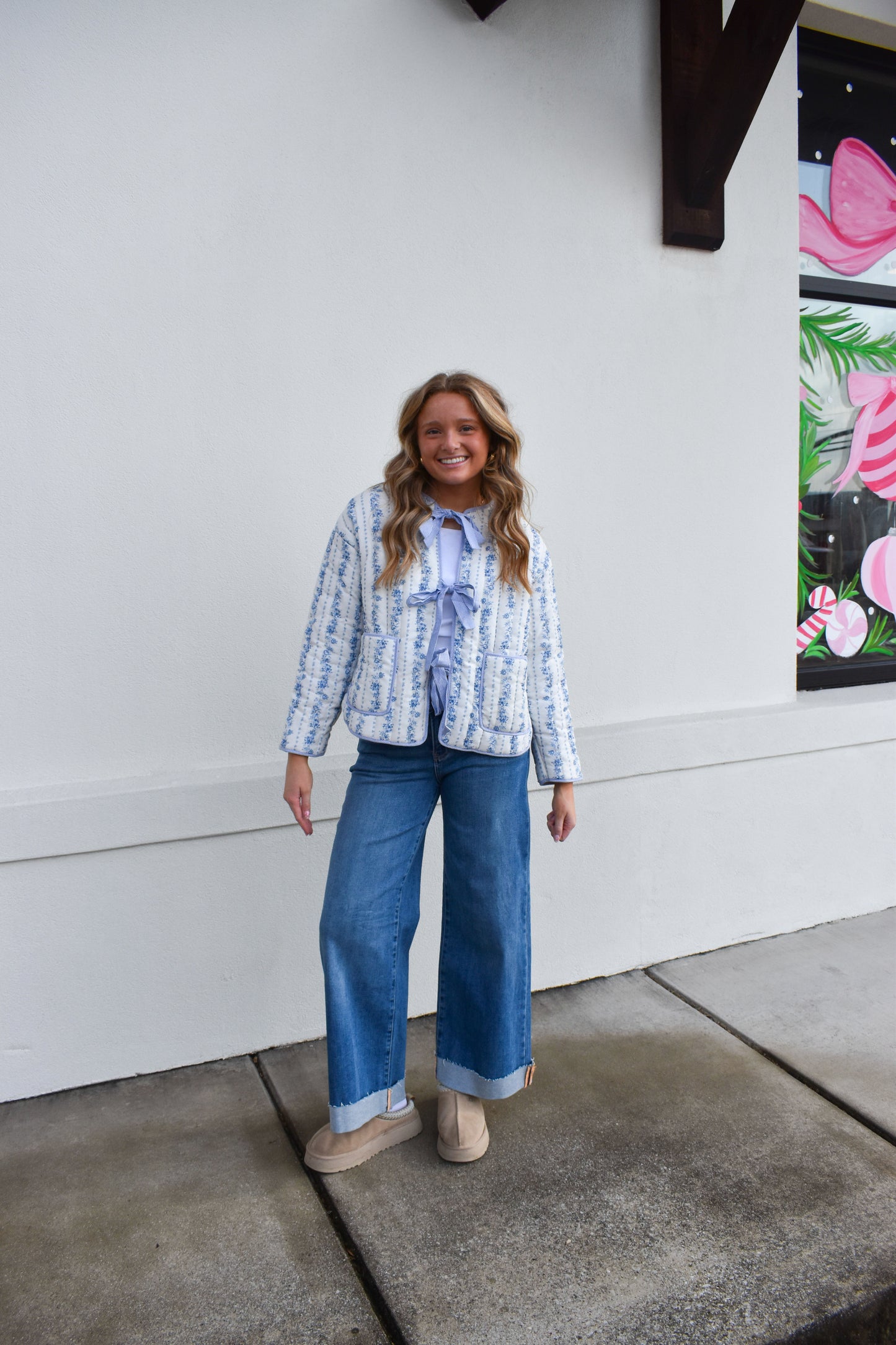 Blue Floral Quilted Jacket