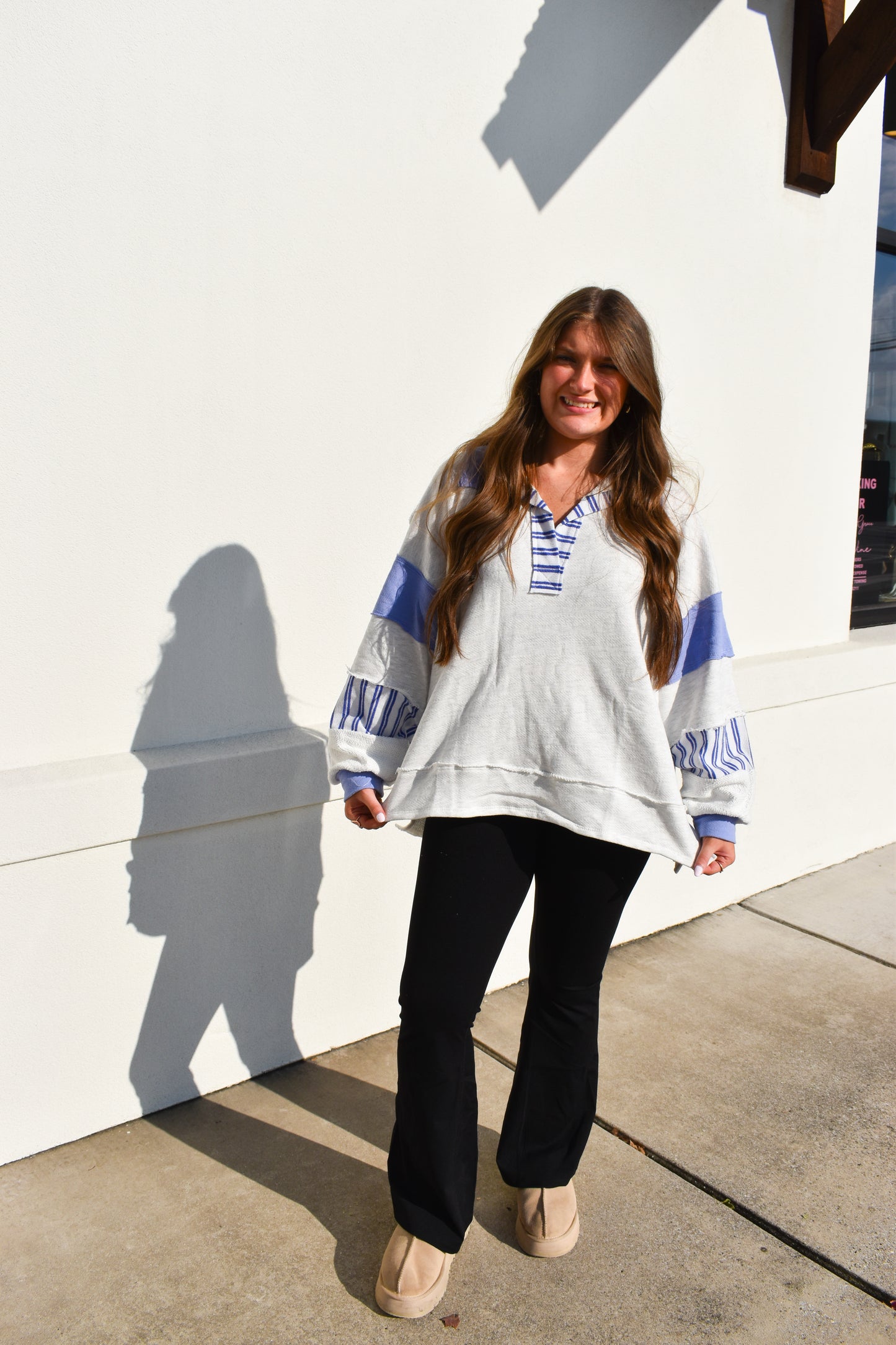Terry Knit Collared Top