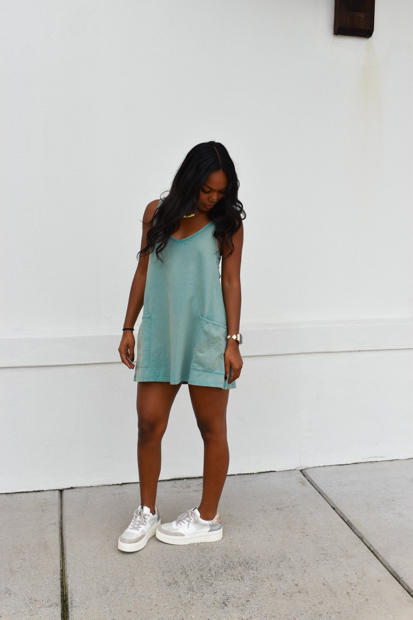 Mini Dress W/ Built in Romper Lining: Teal