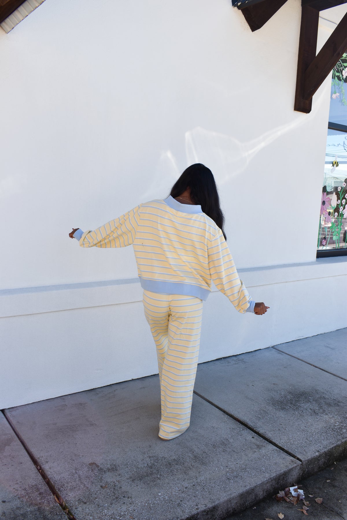 Striped Mockneck: Baby Blue/Lemon
