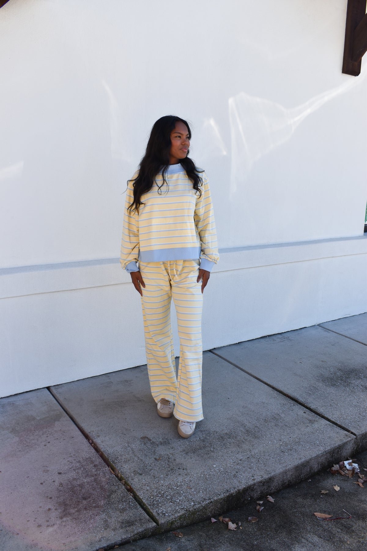 Striped Pants: Baby Blue/Lemon