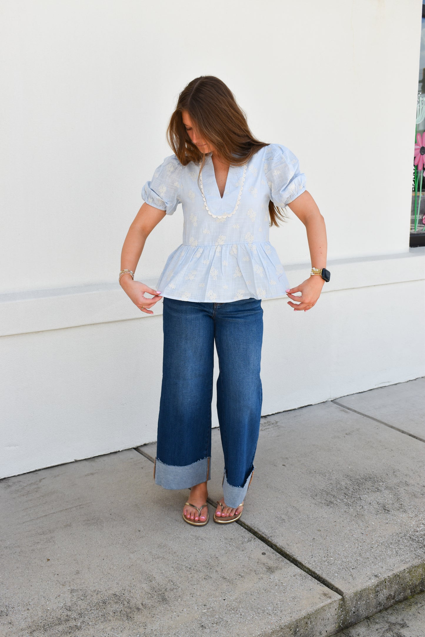 Eloise Peplum Puff Sleeve Top